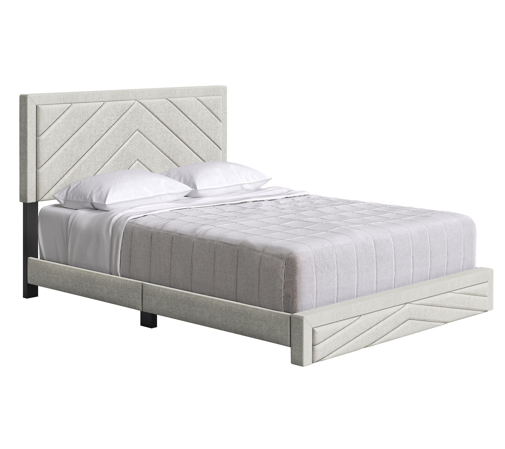 Baroque Linen U pholstered Quee n Platform Bed  Bed