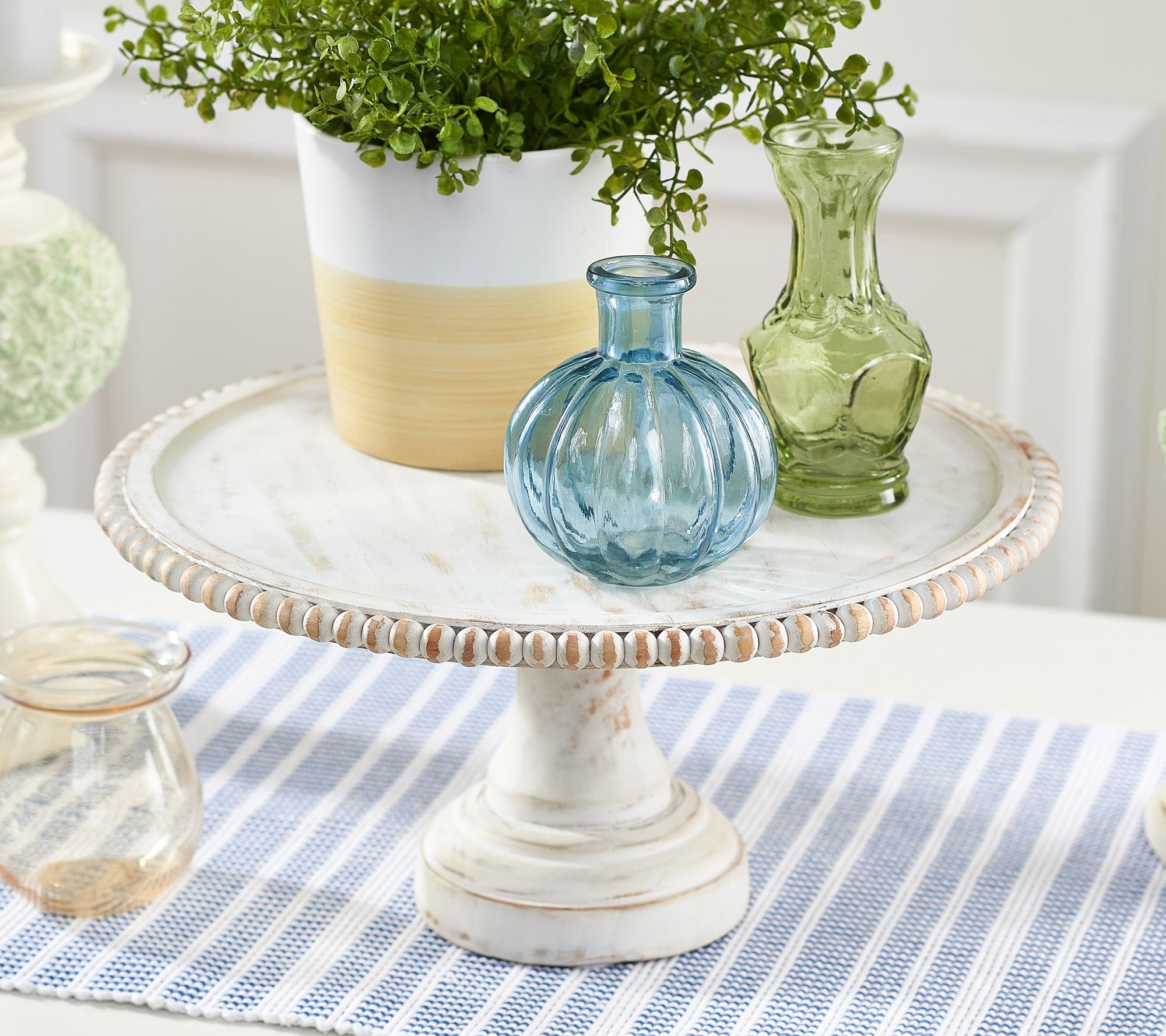Wooden Beaded Display Stand with Pedestal by Valerie