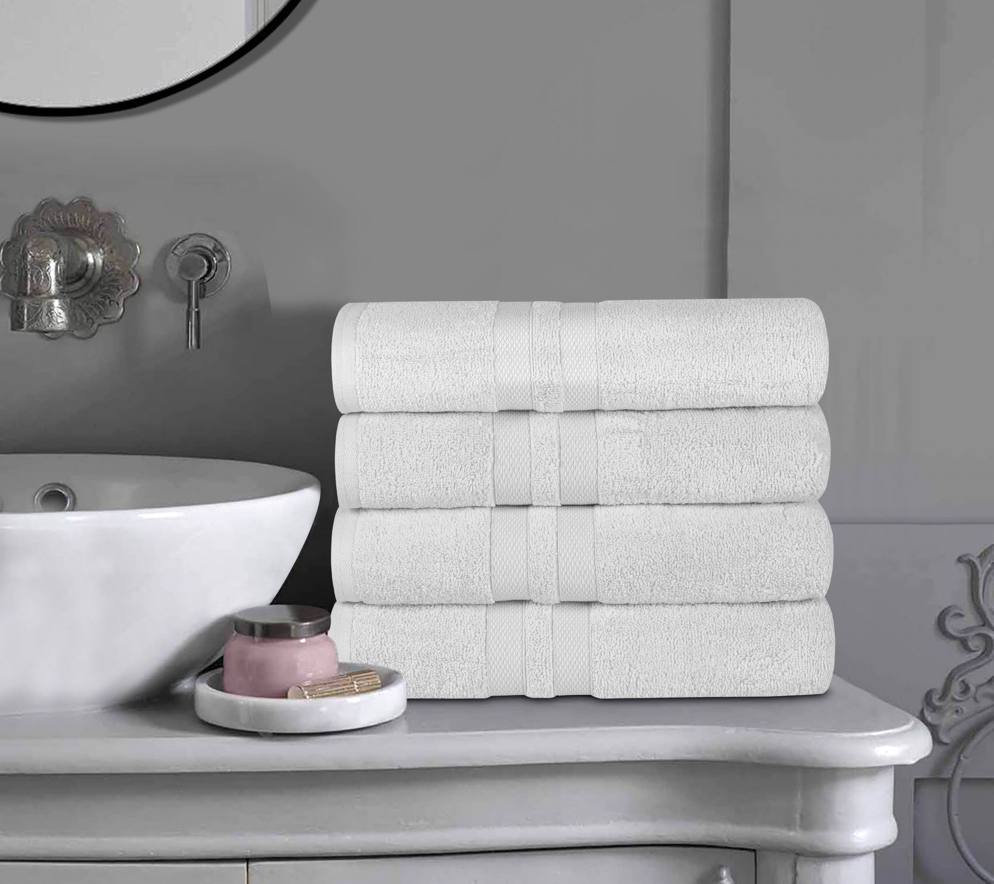 Superior Cotton 4-Piece Ultra-Absorbent Solid Bth Towel Set