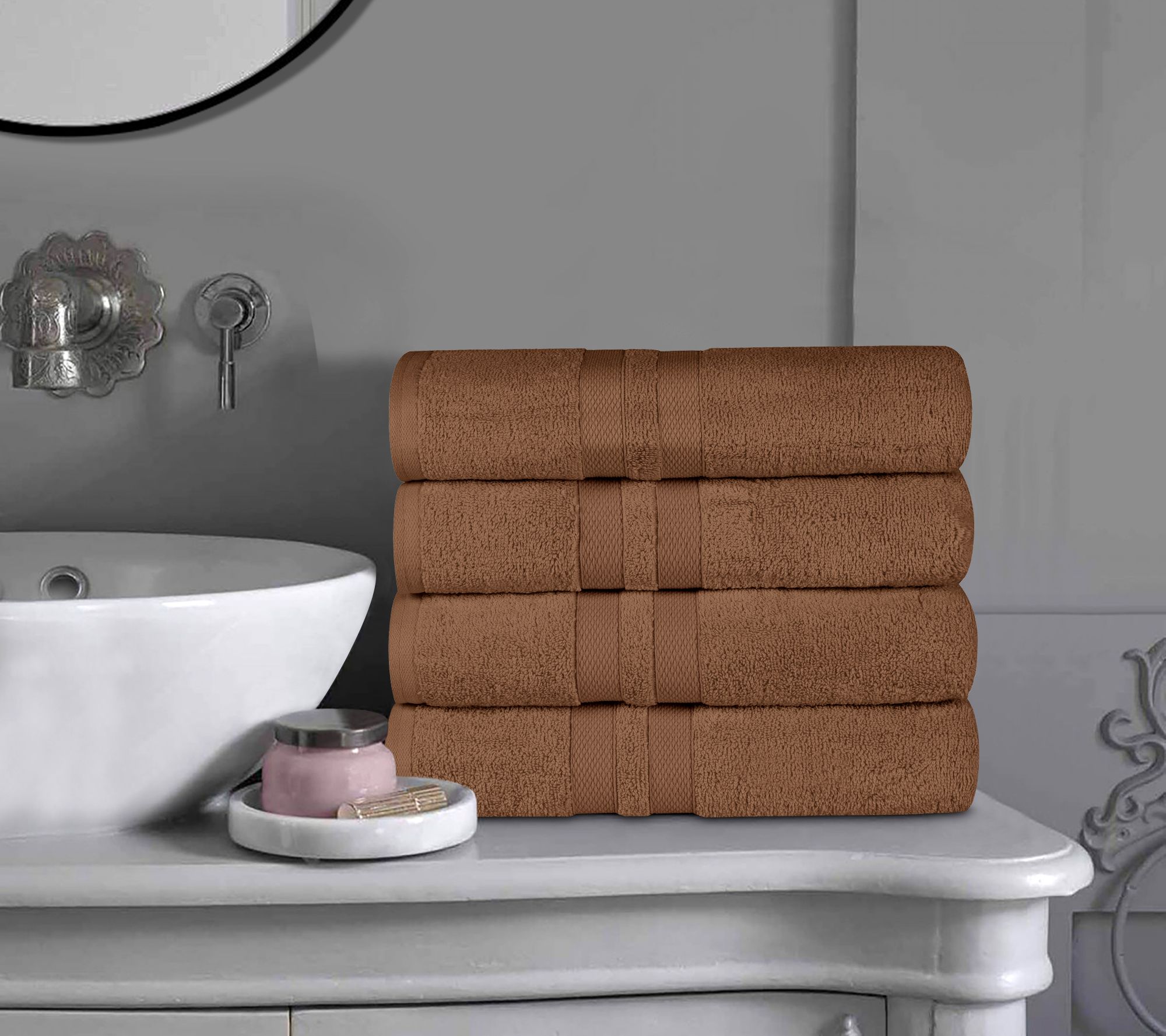 Superior Cotton 4-Piece Ultra-Absorbent Solid Bth Towel Set