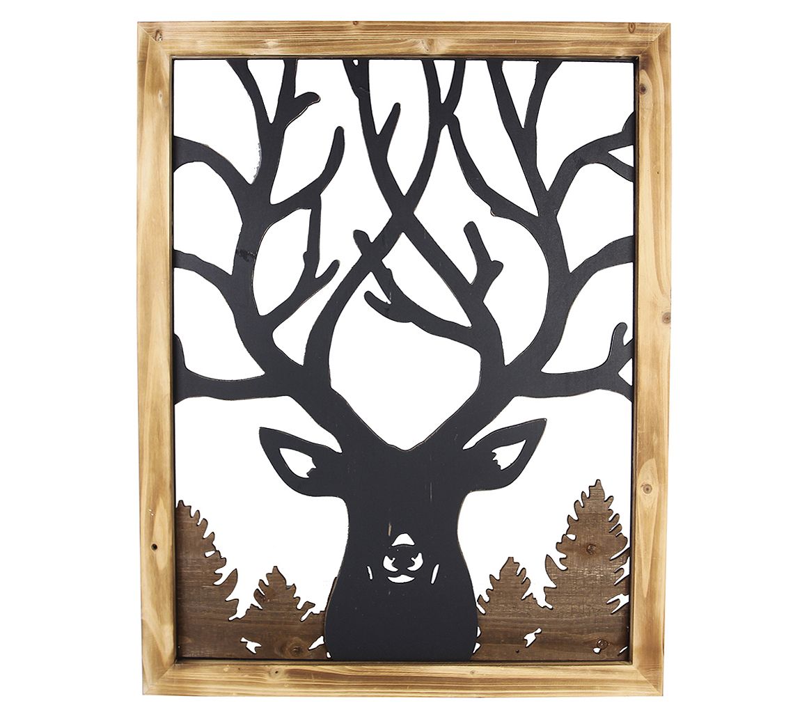 Young's Wood Framed Big Buck Wood Cutout Wall Art
