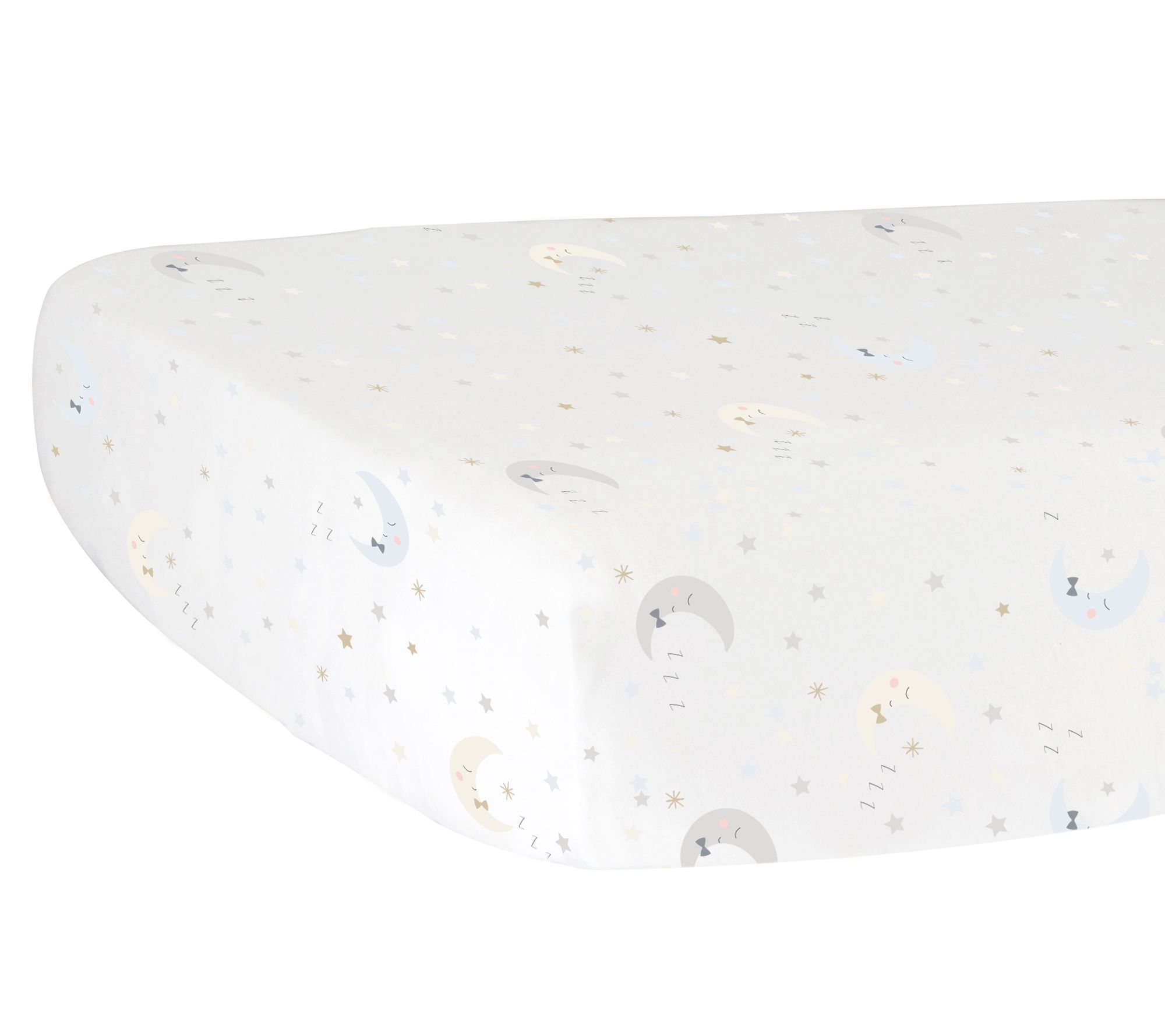 Hello Spud Gray Man on Moon Fitted Crib Sheet