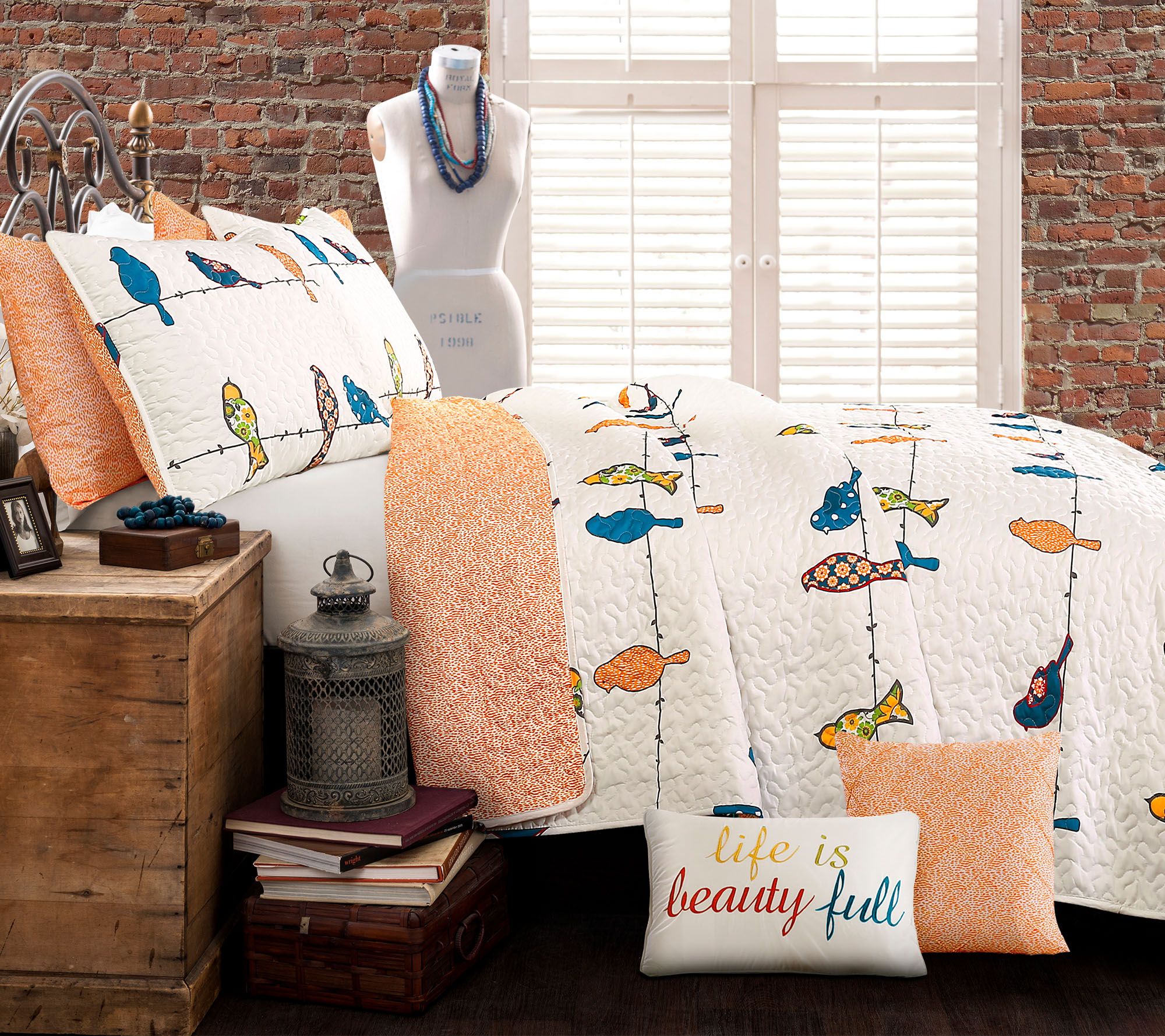 Rowley Birds Quilt 7Piece King Quilt Set by Lush Decor