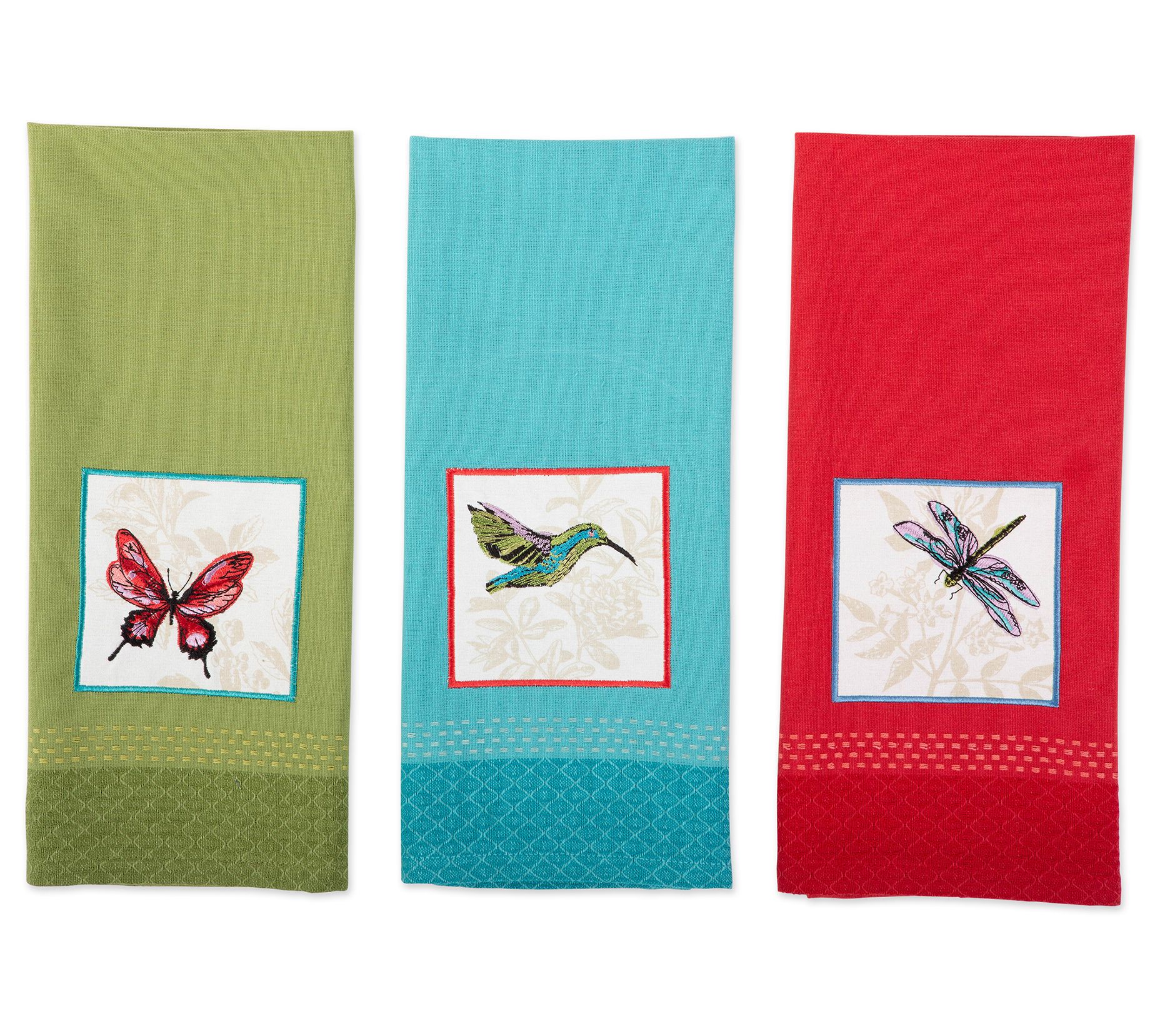 Design Imports Set of 3 Botanical Embellished Kitchen Towels