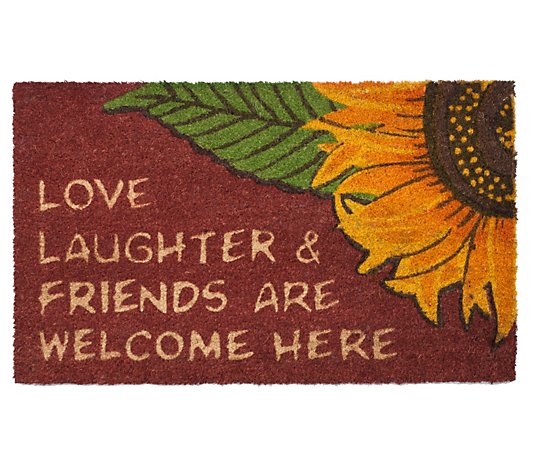 Love Laughter Friends Coir Doormat with PVC Backing