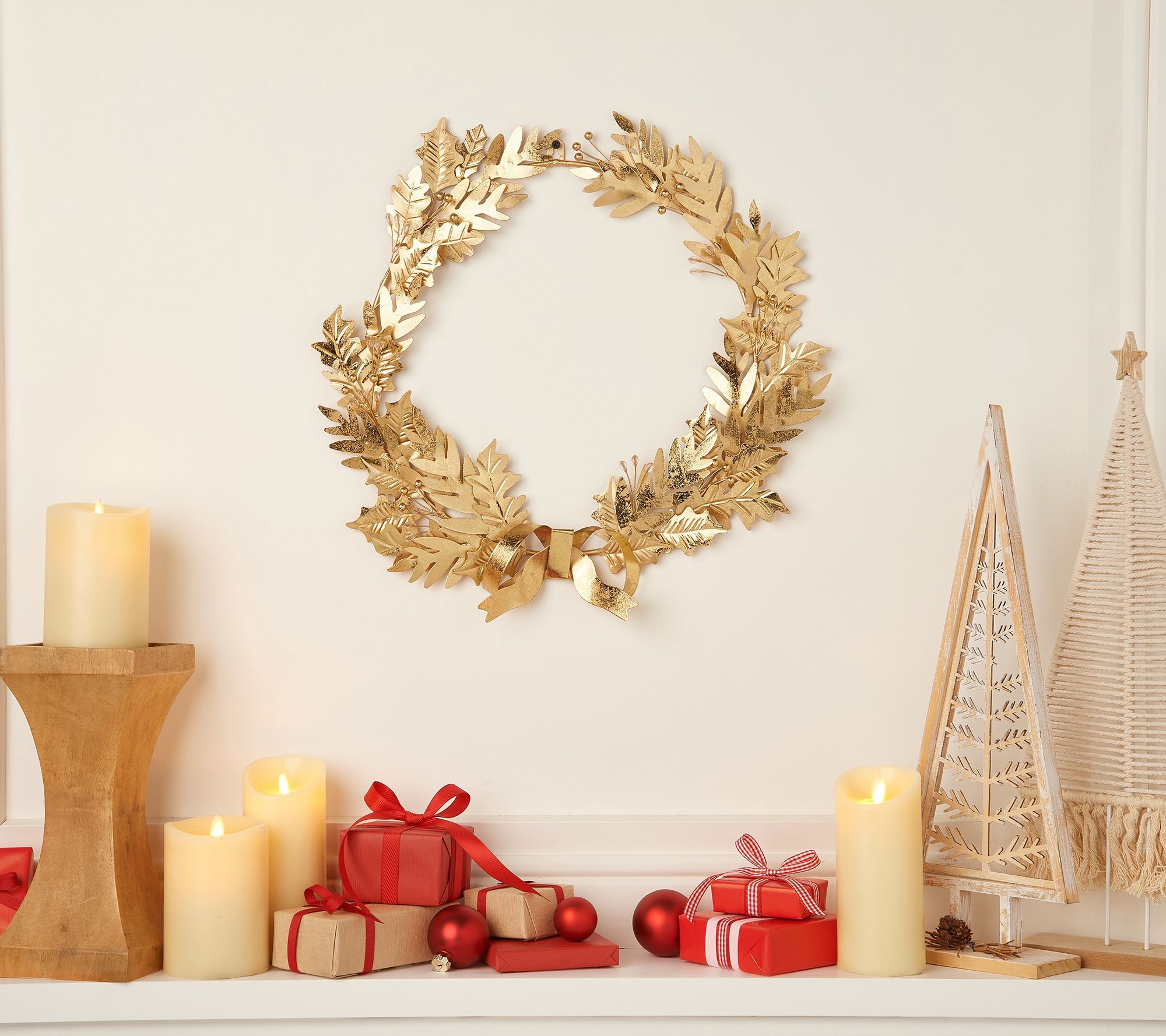 "As Is" Martha Stewart 18" Gilded Metal Wreath with Gems & Bow