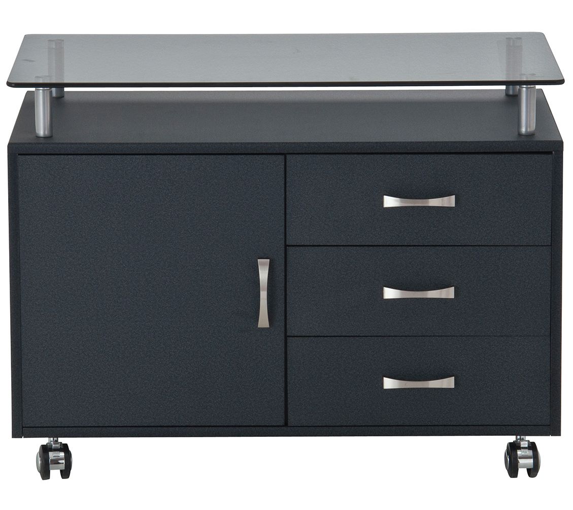 Rolling Storage with Frosted Glass Top