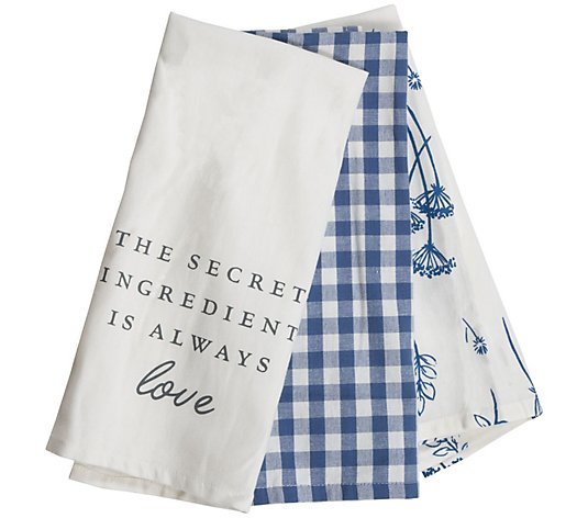 Foreside Gingham Pattern 27x18" Woven Kitchen Tea Towels Set/3