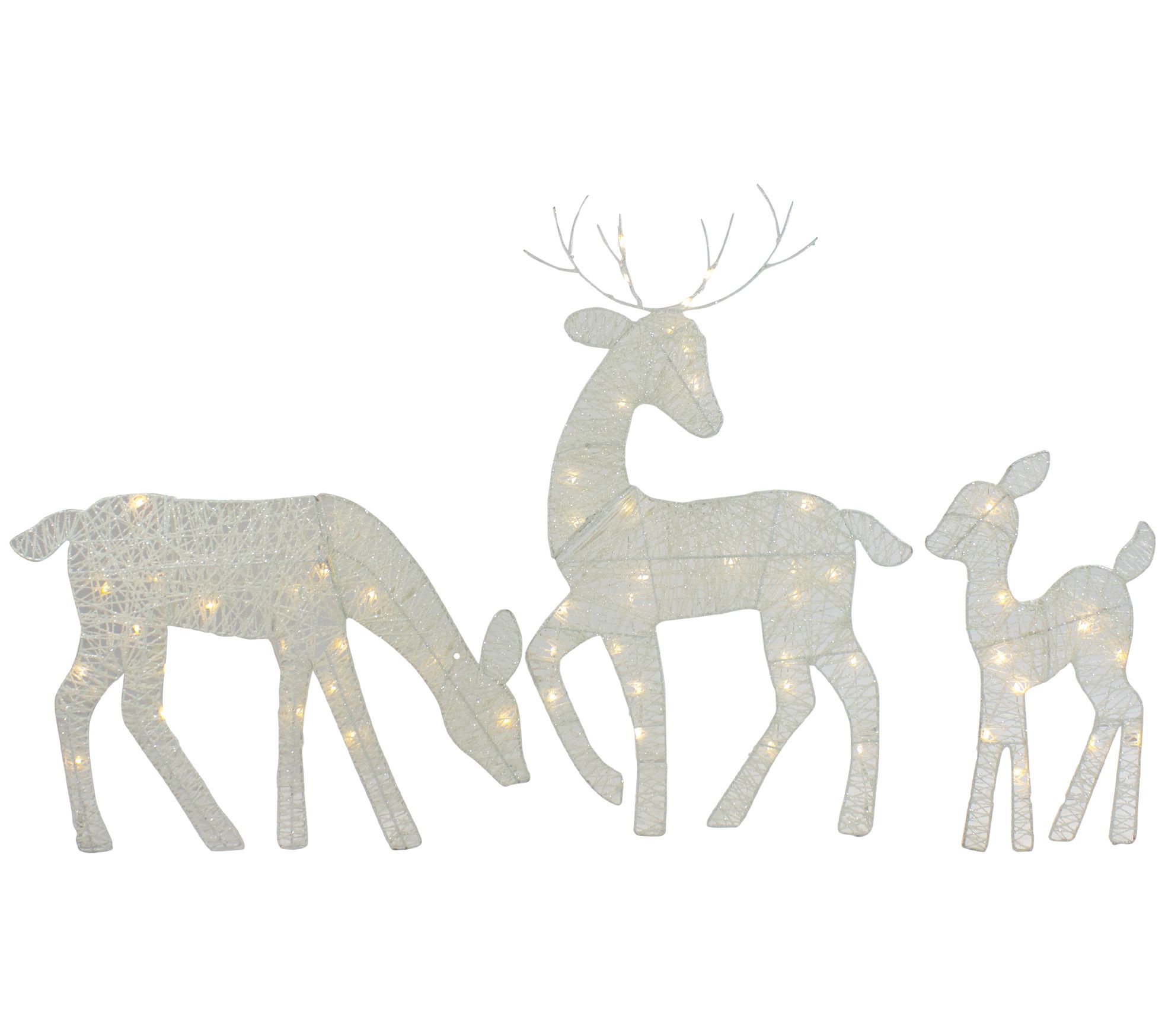 Northlight S/3 LED Lighted White Reindeer Family Decorations