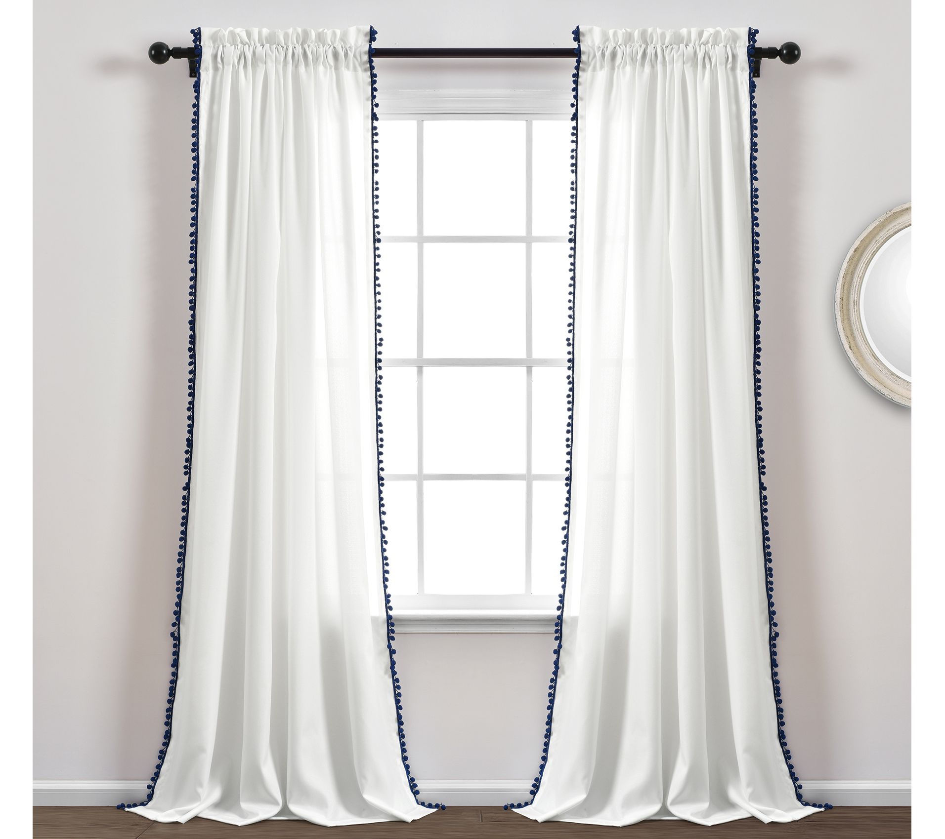 Lush Decor Pom Pom Window Curtain Panel Single50X95