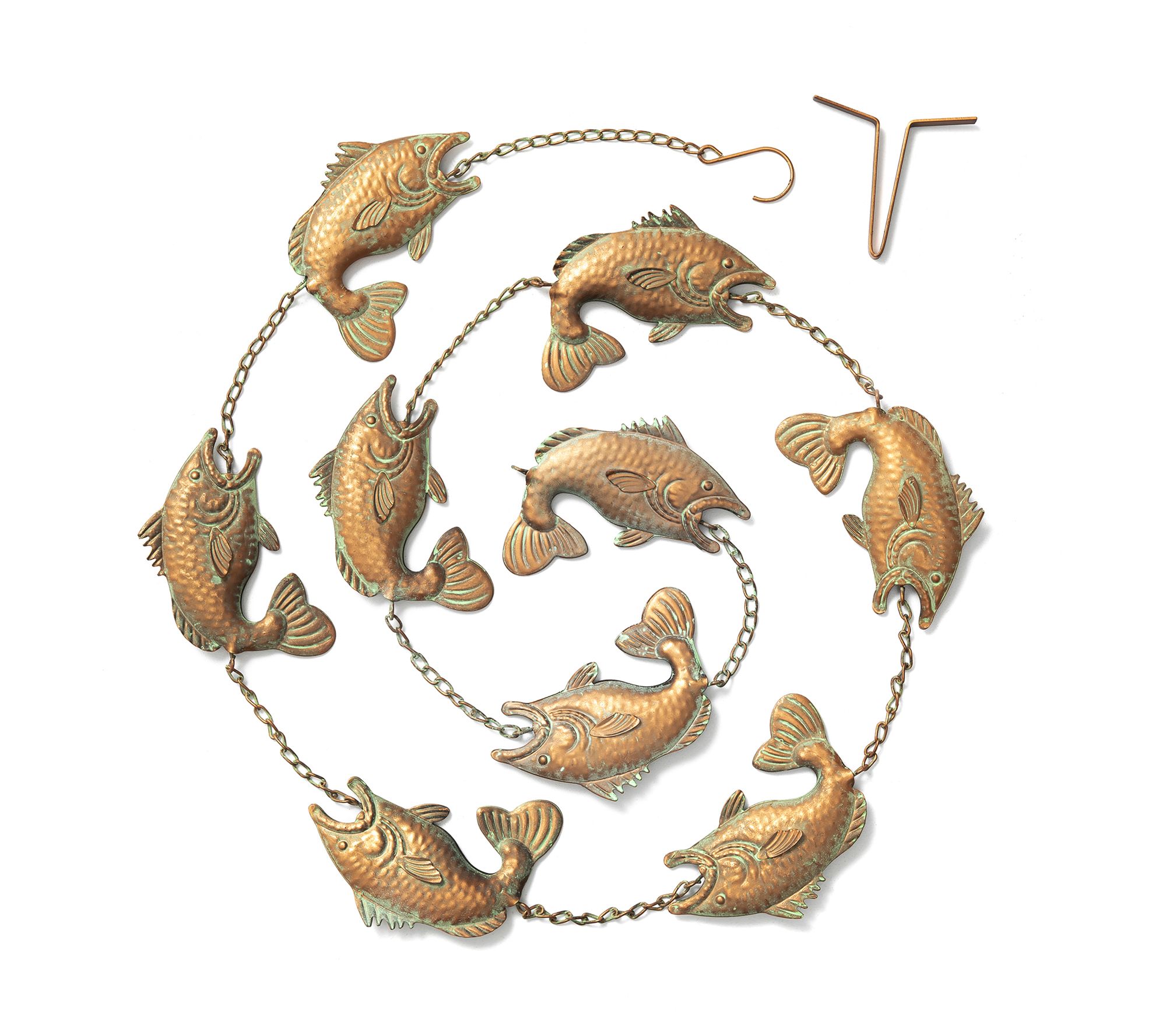 Glitzhome 8.5ft Faux Copper Patina Finish FishRain Chain