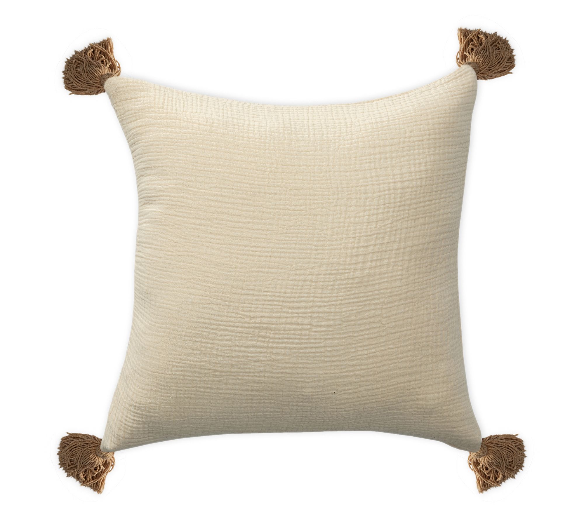 Ox Bay Tasseled Organic Turkis h Cotton Throw Pillow