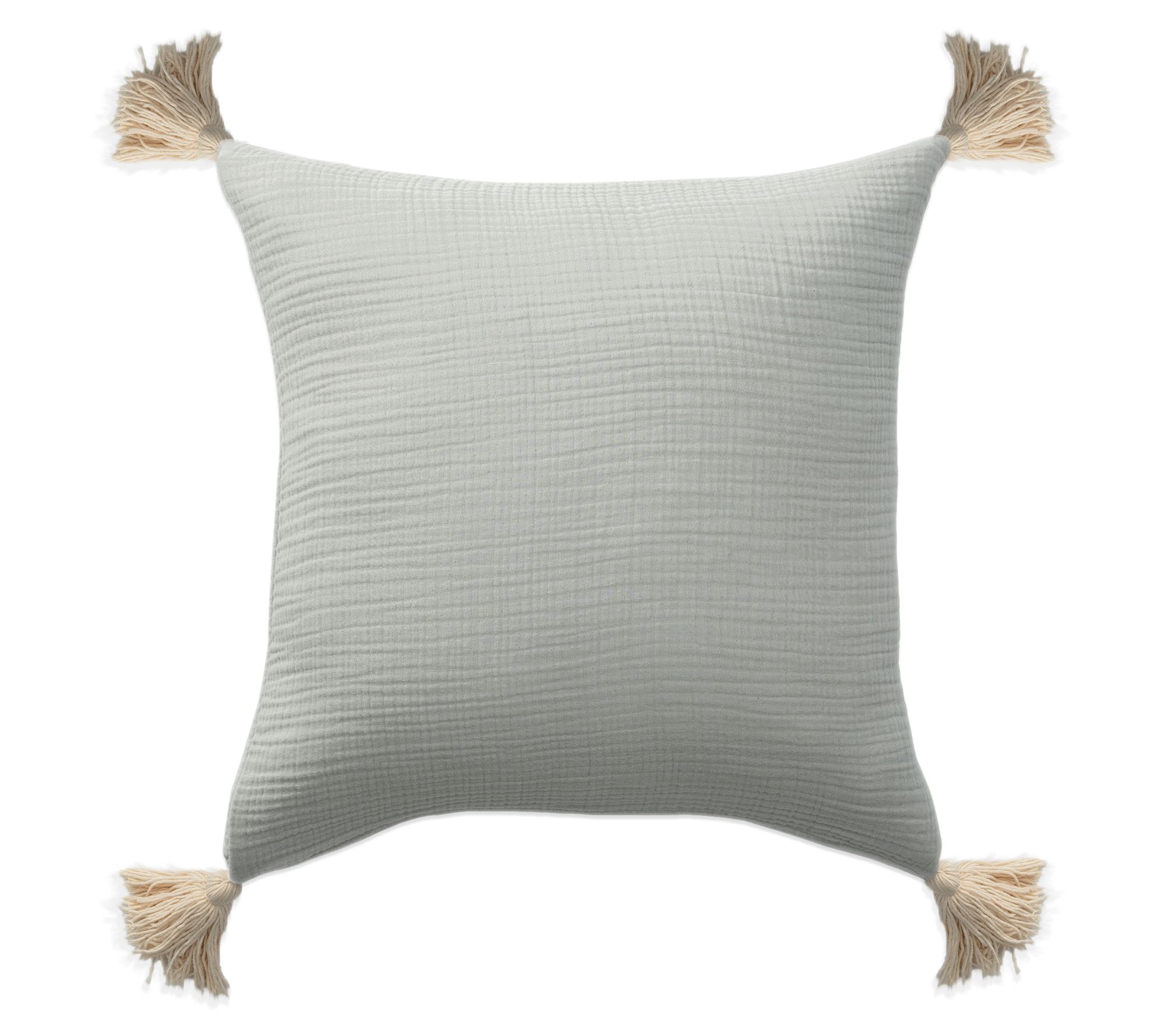 Ox Bay Tasseled Organic Turkis h Cotton Throw Pillow