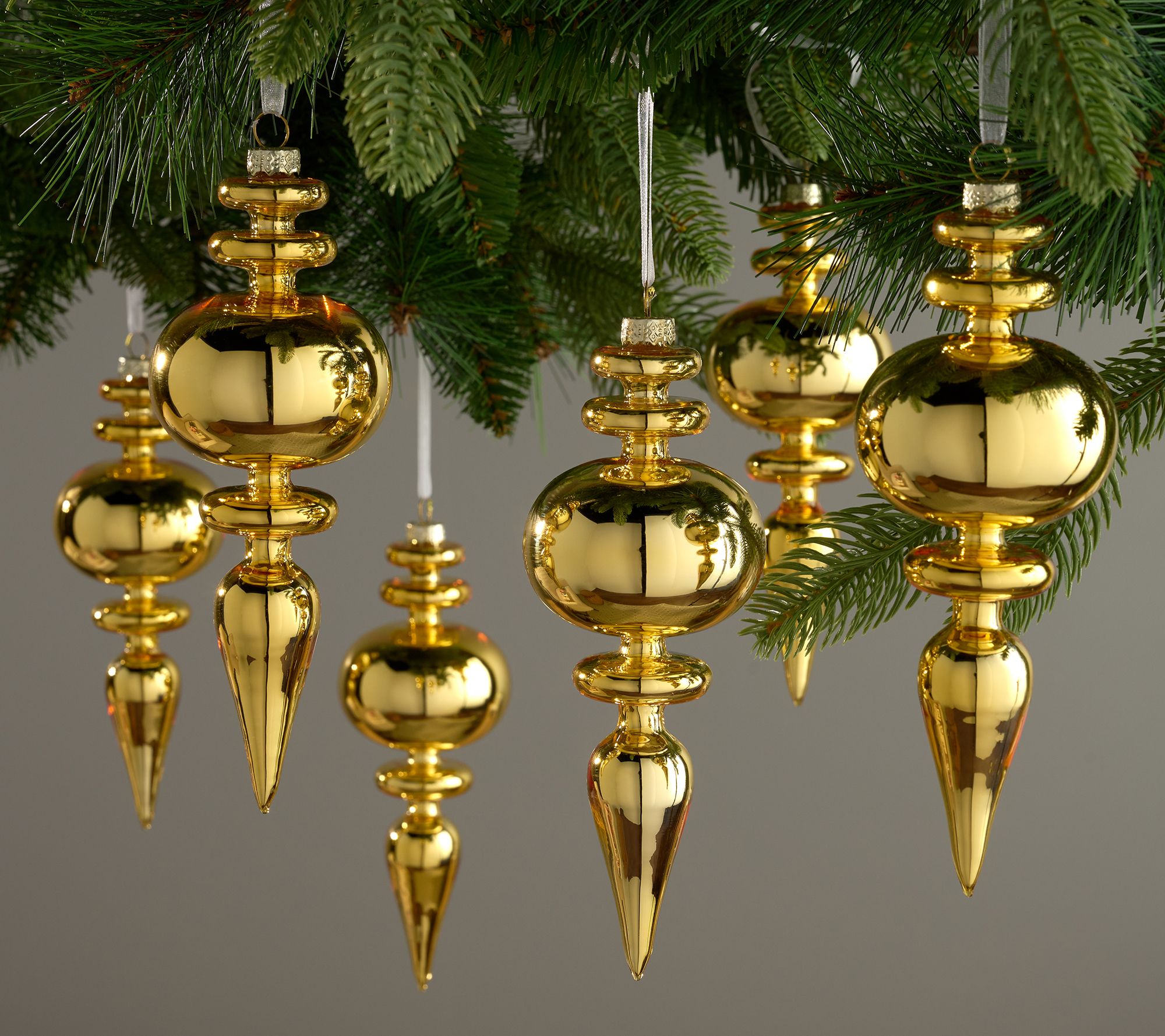 Set of 6 Glass Finial Ornaments by Valerie