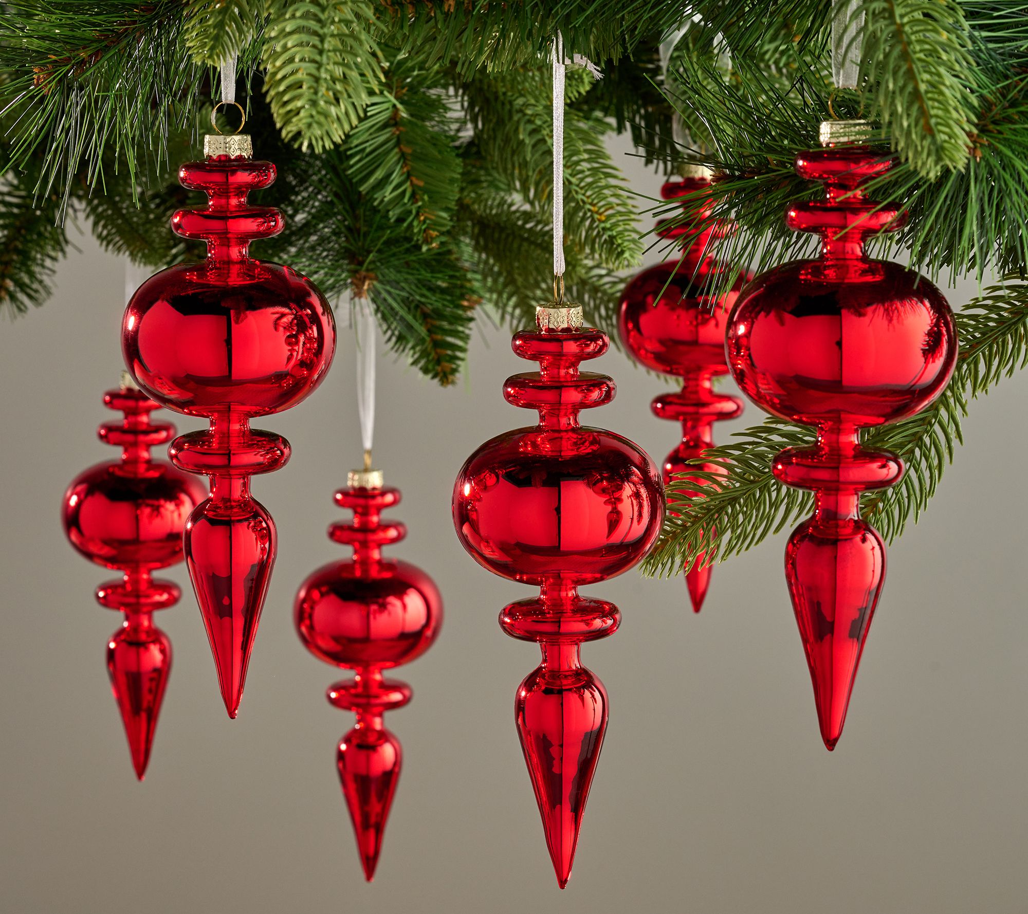Set of 6 Glass Finial Ornaments by Valerie