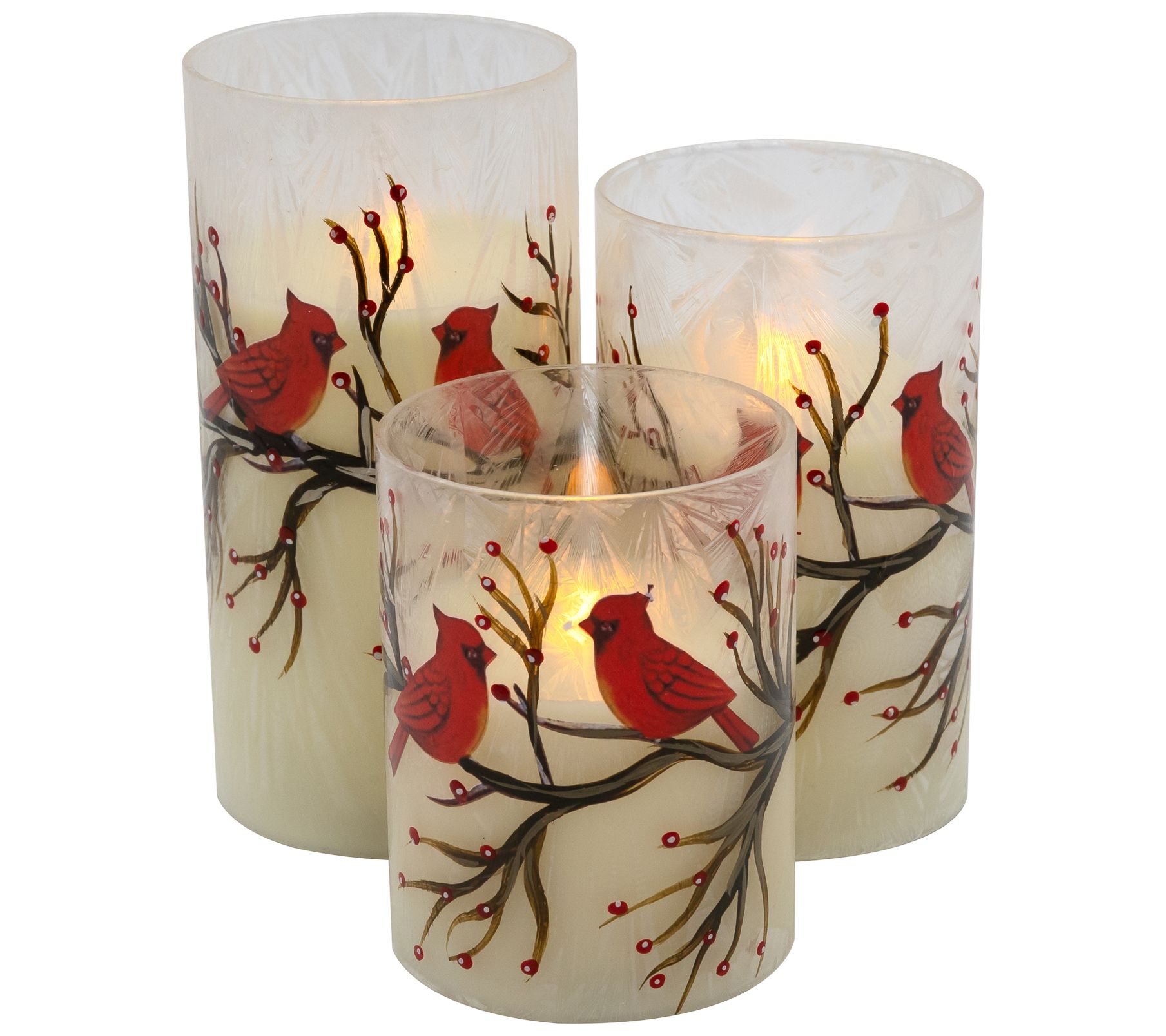 LumaBase 3ct Cardinals BatteryOperated Glass/Wax Candles