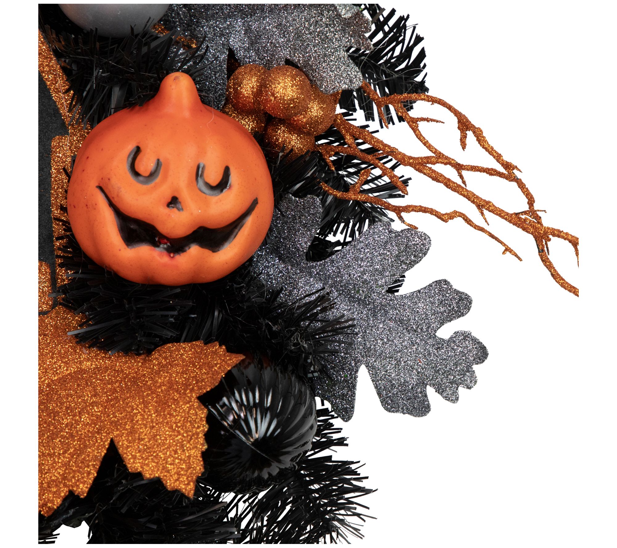 Northlight Orange & Black Haunted House Hallowe en Wreath 24"