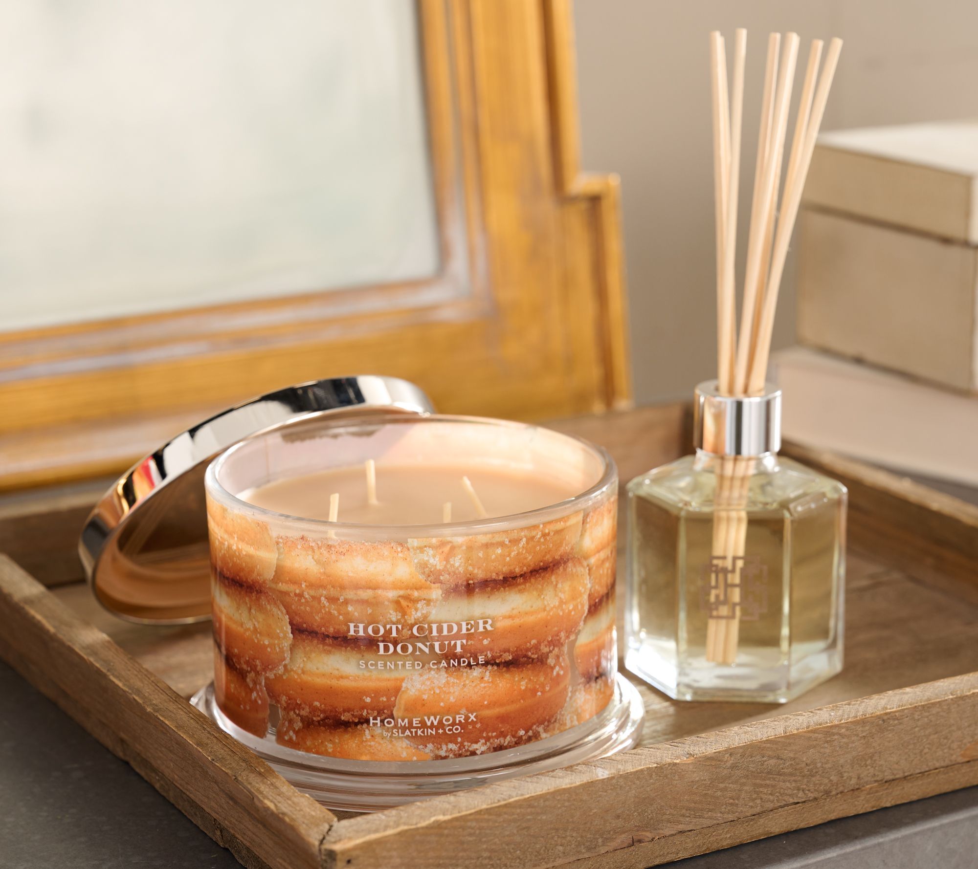 HomeWorx by Slatkin &amp; Co. Hot Cider Donut 18-oz Candle &amp; Diffuser 