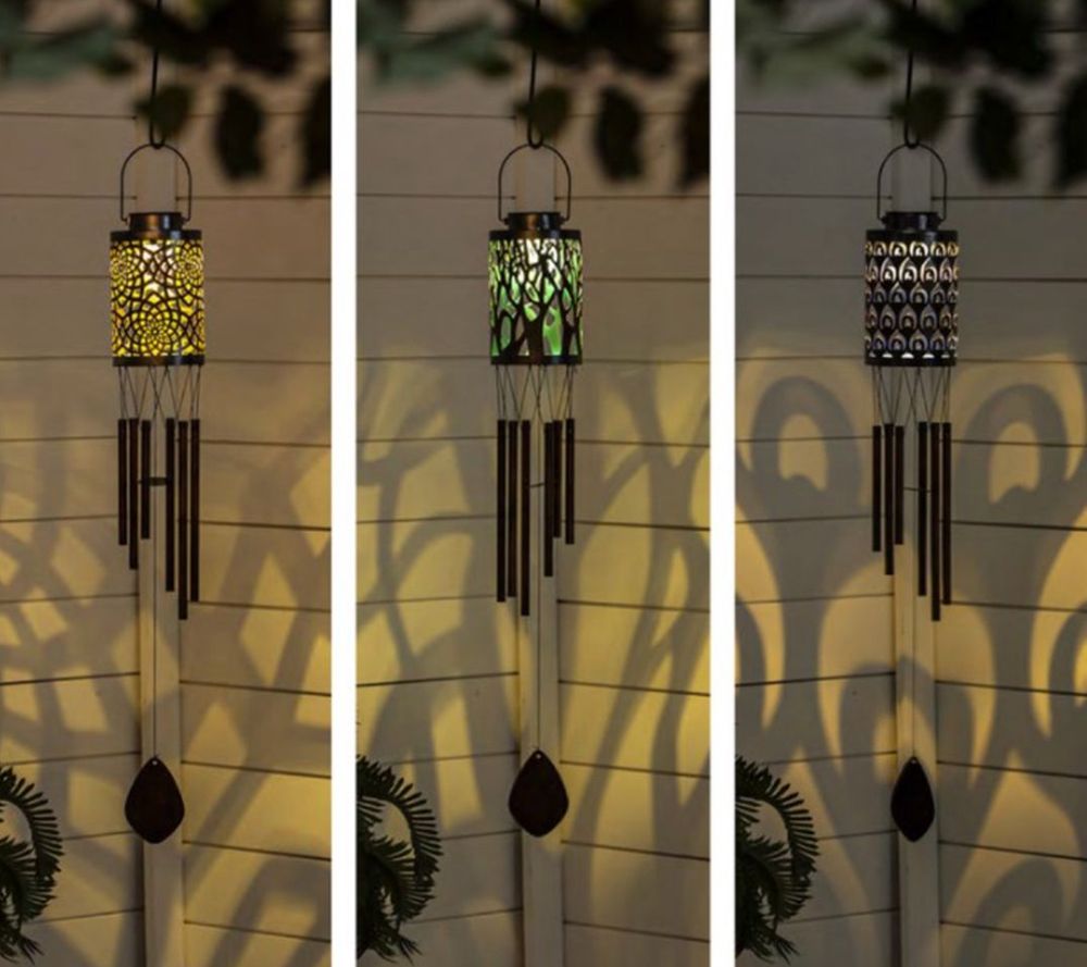 Evergreen Set of 3 MultiColor Solar Lantern Wind Chimes