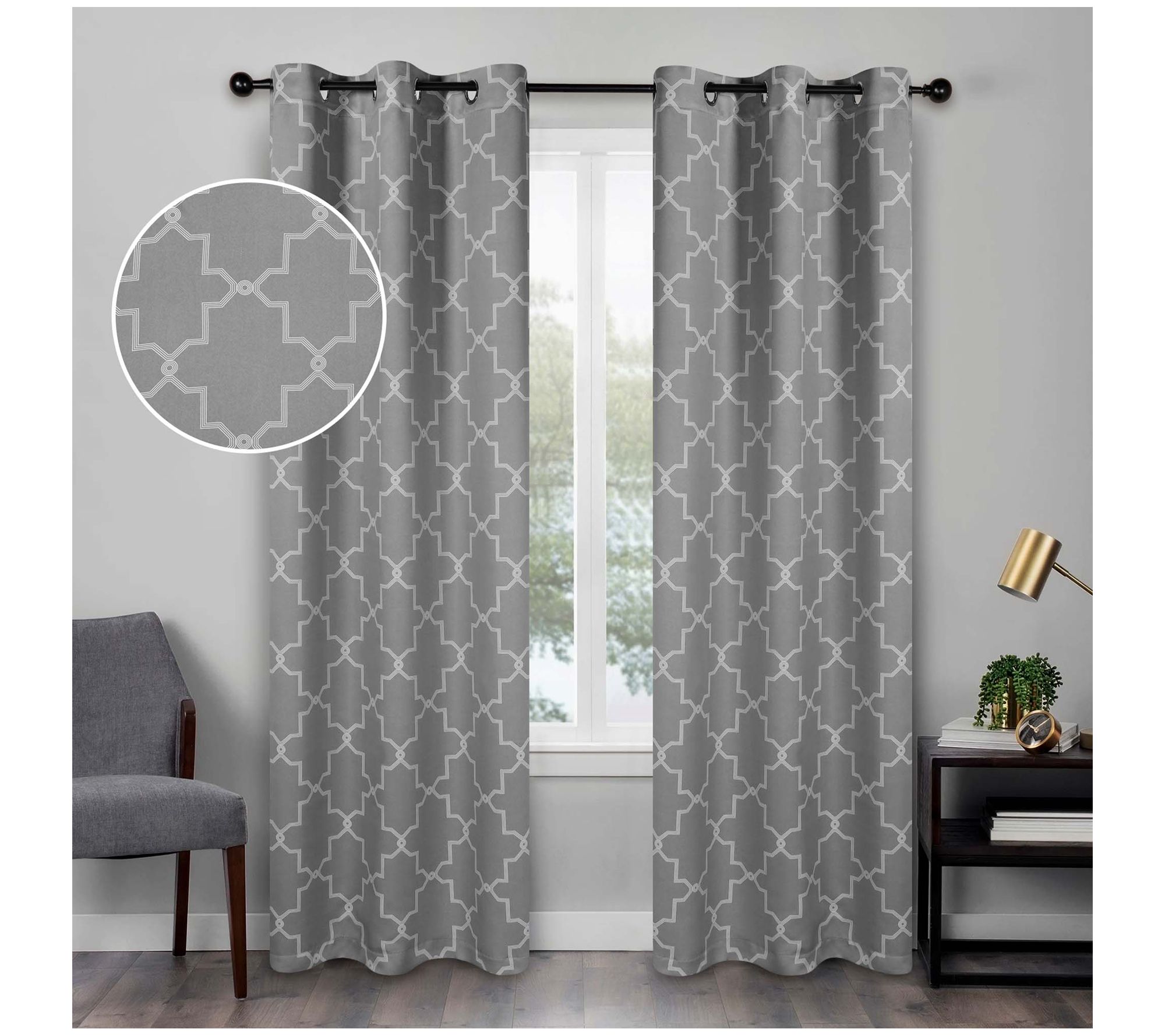 Superior Imperial Trellis Blackout Curtain S/2Panels, 42X96