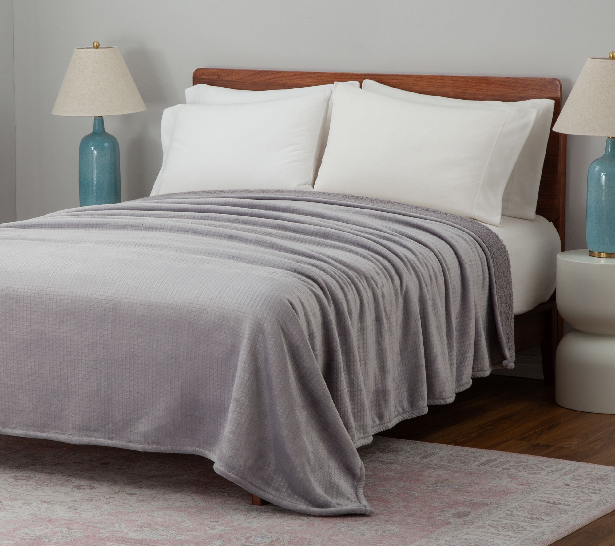 Berkshire Embossed Waffle Velvetsoft & Sherpa Blanket - Queen