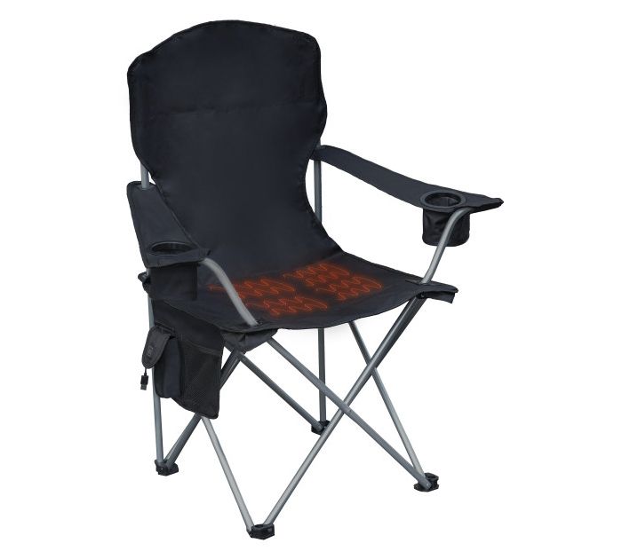 Camp & Go Black Heated Deluxe Quad Chair