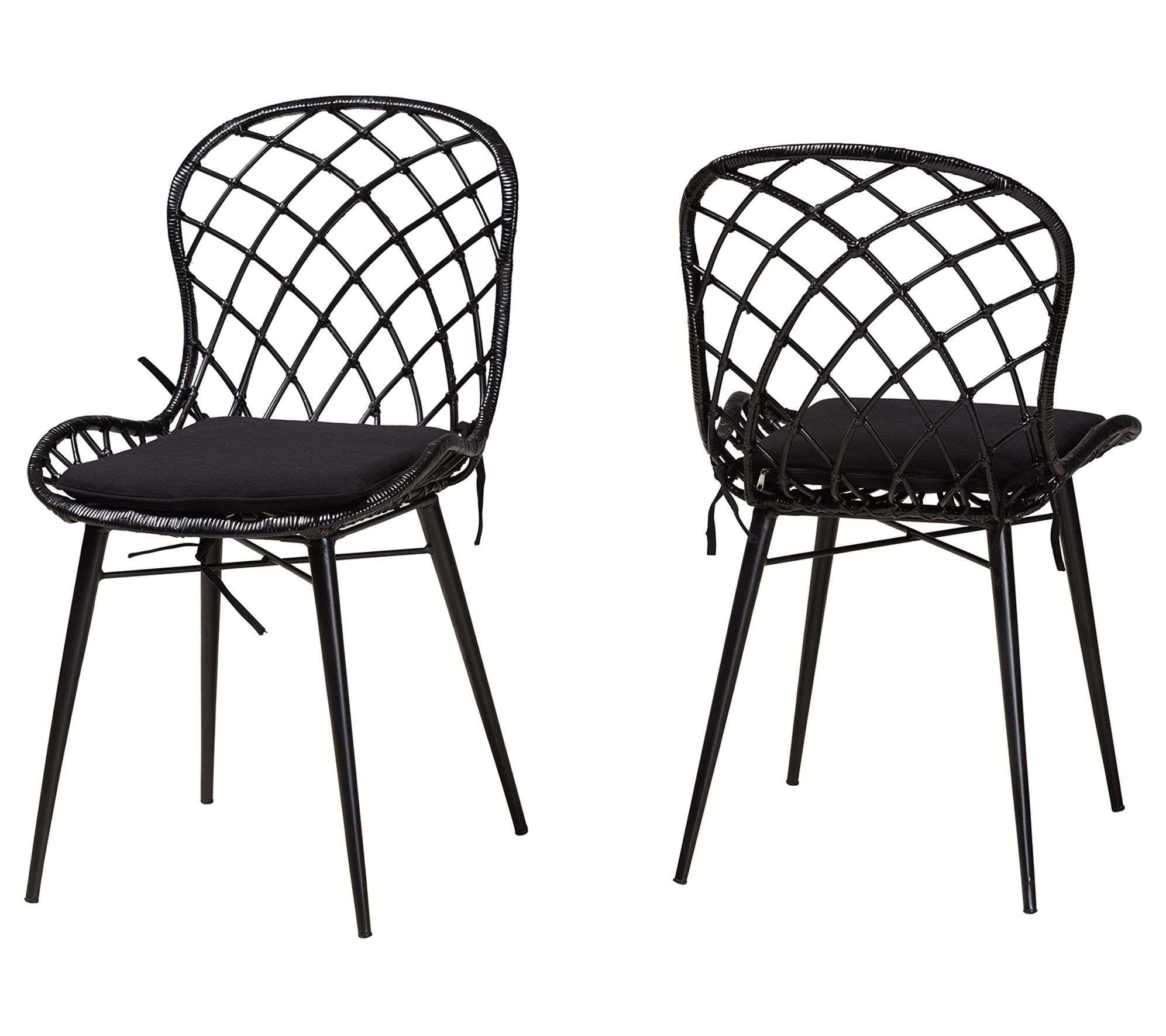 bali & pari Sabelle Rattan and Metal Dining Chair Set of 2