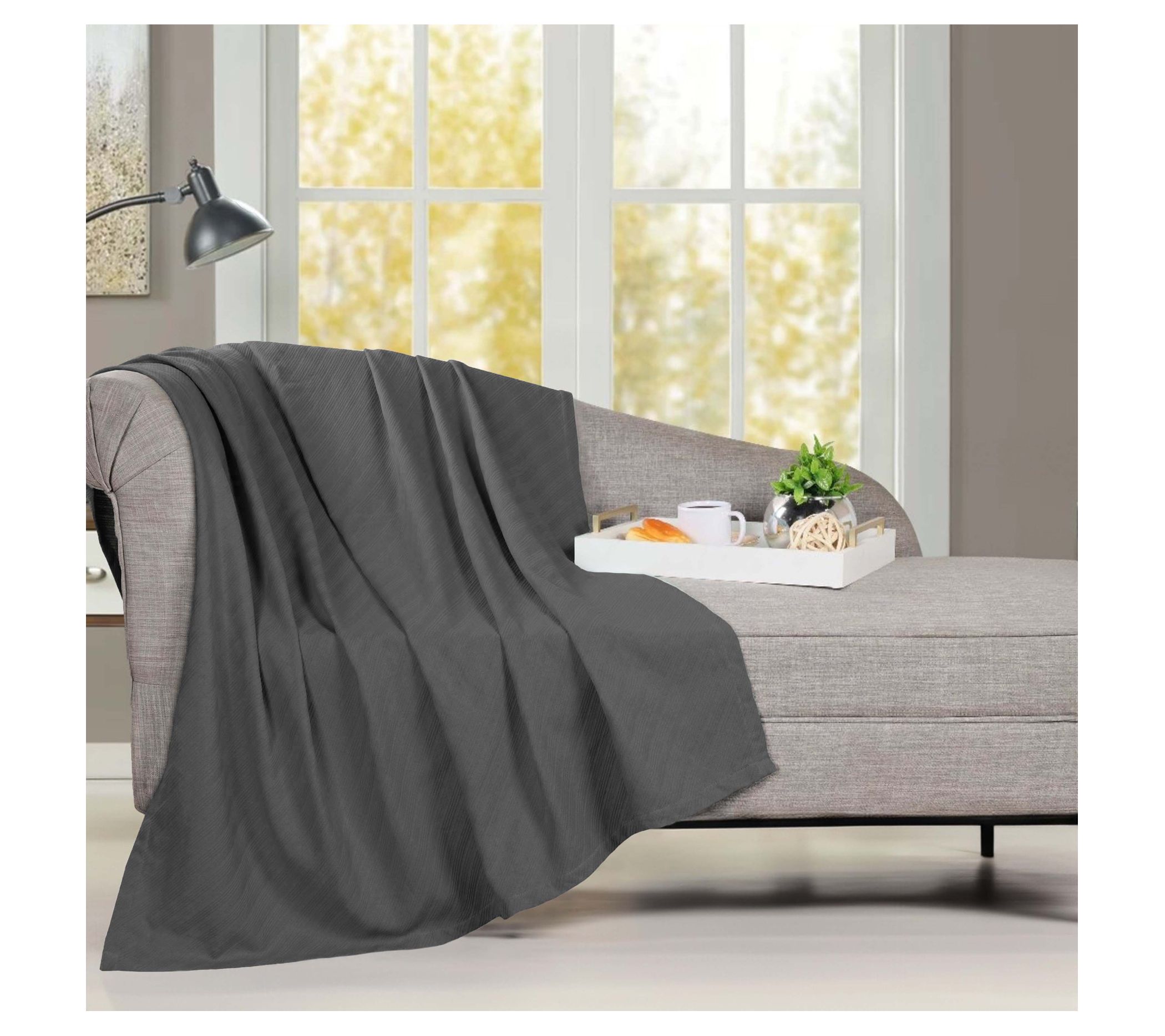 Superior Milan Cotton Textured Striped Woven Blanket, Throw