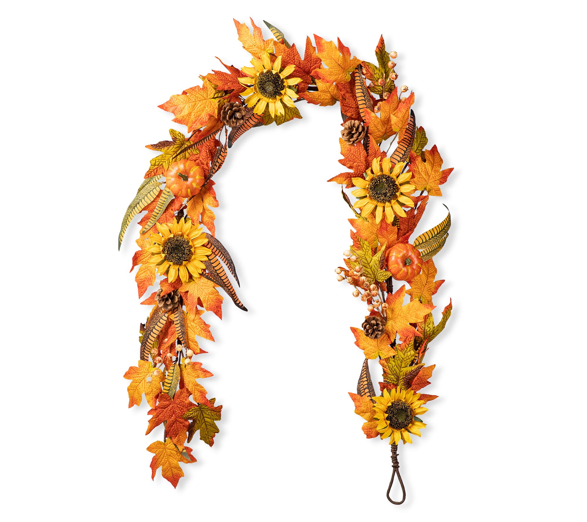 Glitzhome 6' Fall Maple Leaf and Sunflower Garland