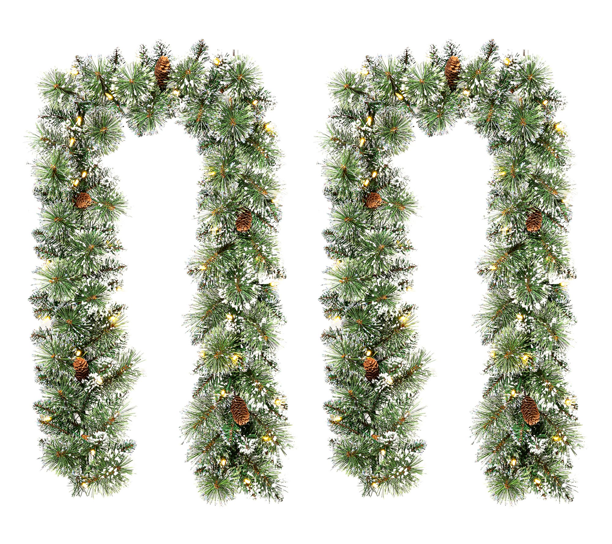 Glitzhome 6' Pre-Lit Frosted Greenery ChristmasGarland S/2