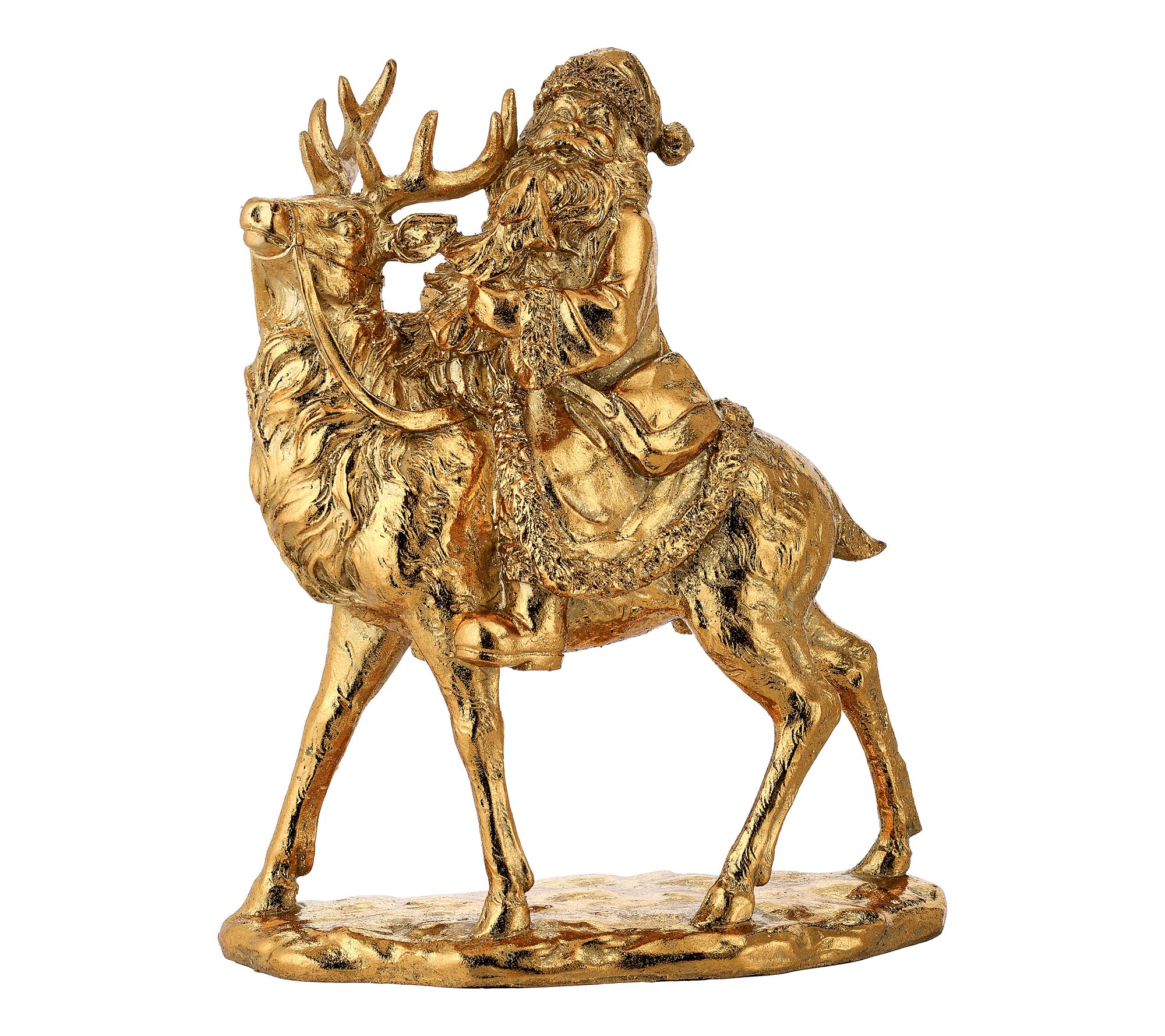 12" Santa With Deer Table Piece By Valerie