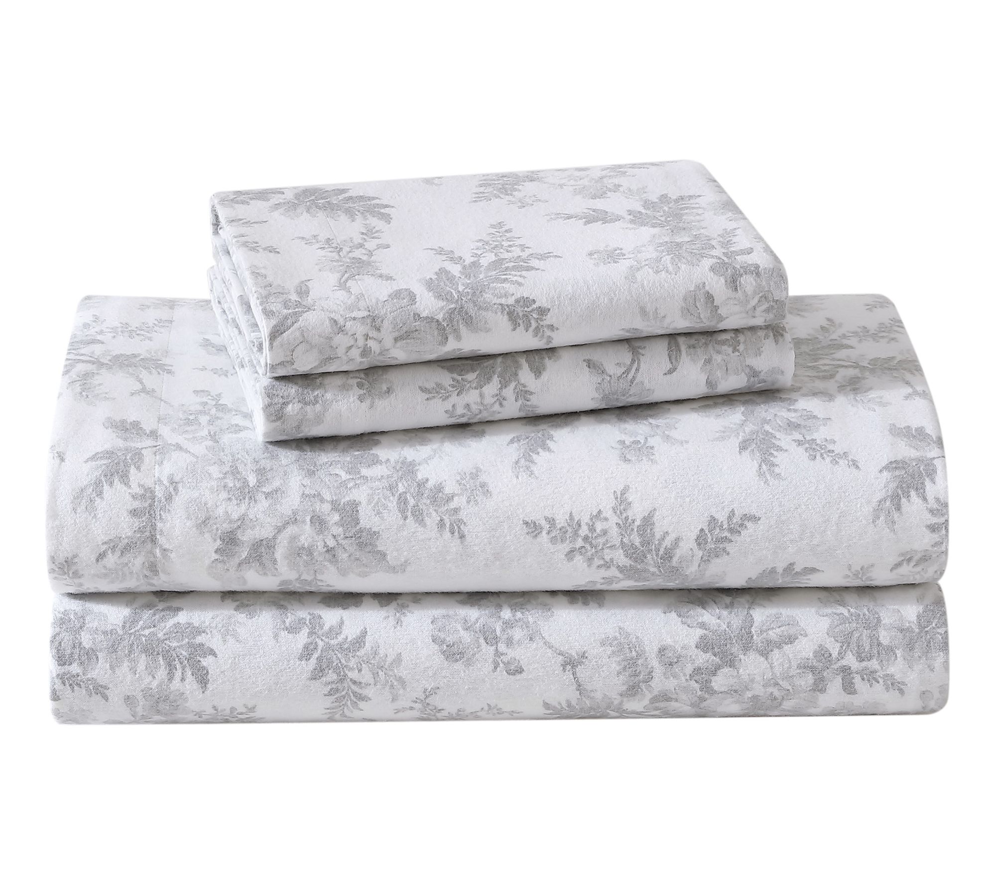 Laura Ashley Vanessa Grey Full Flannel Sheet Set