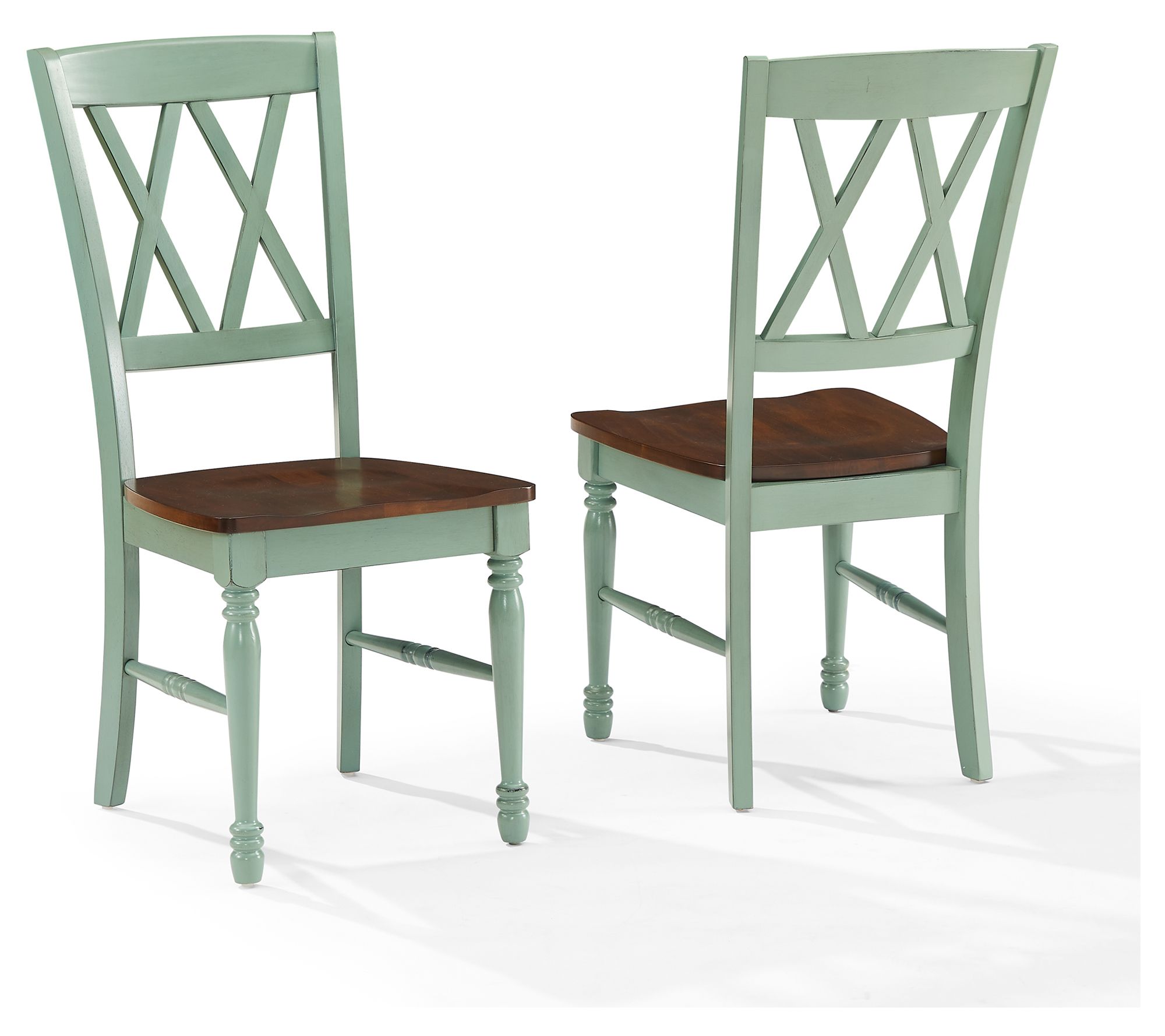 Crosley Shelby 2-Piece Dining Chair Set Distressed Teal