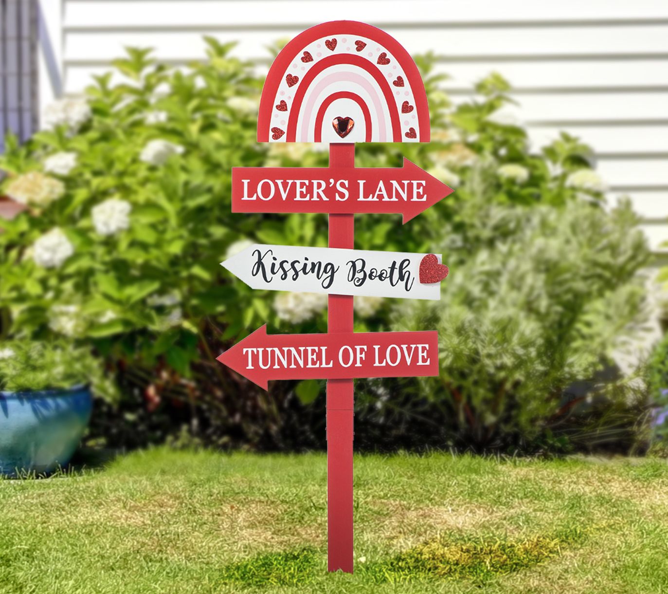 Glitzhome 41.75"H Valentine's This Way To LoveGarden Stake