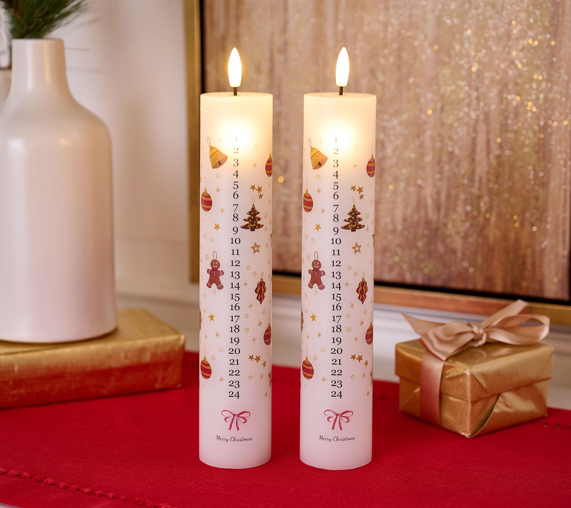 Home Reflections S/2 Flameless Advent Pillar Candle