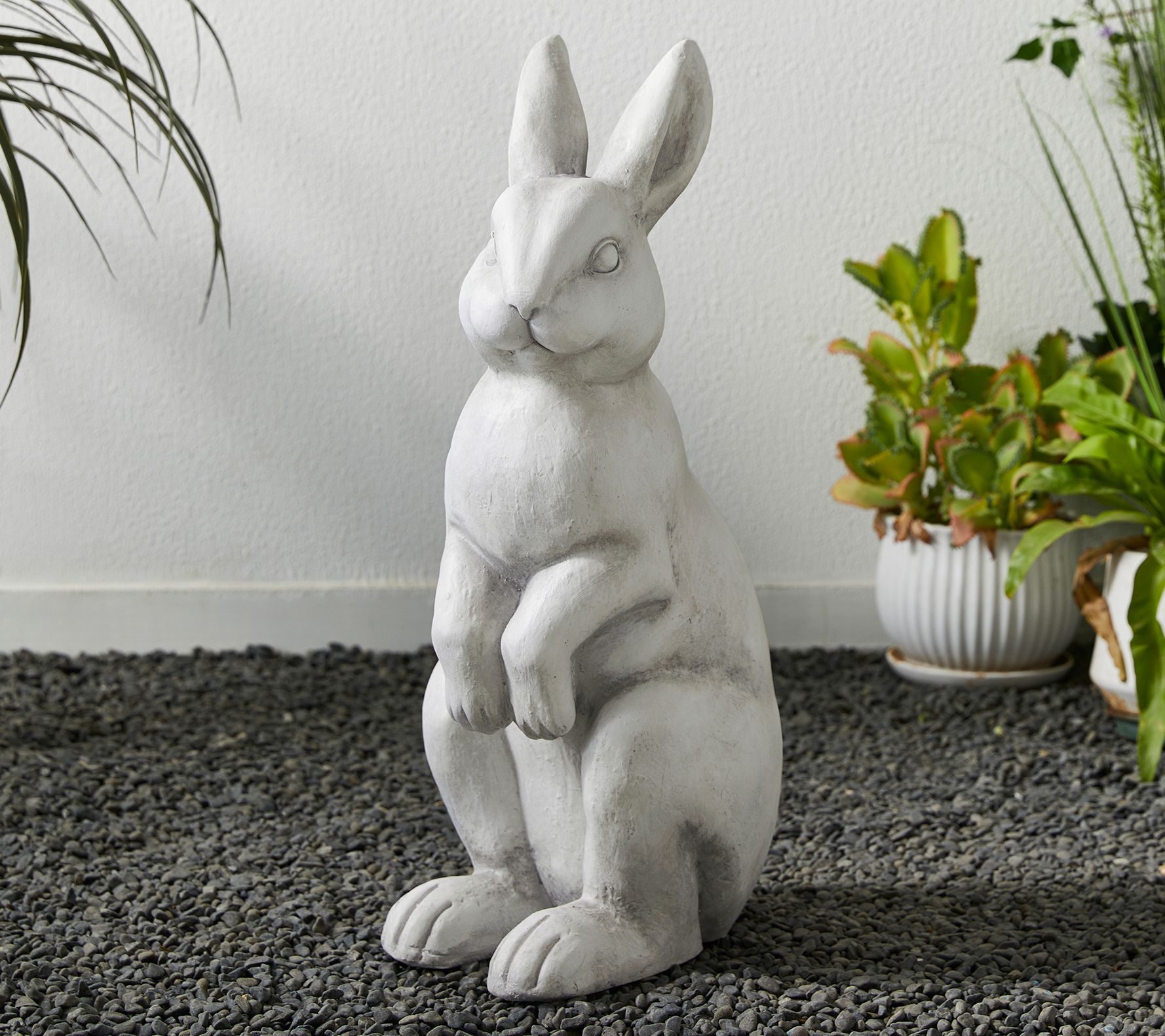 Glitzhome 23" Concrette Finish Rabbit Garden Statue