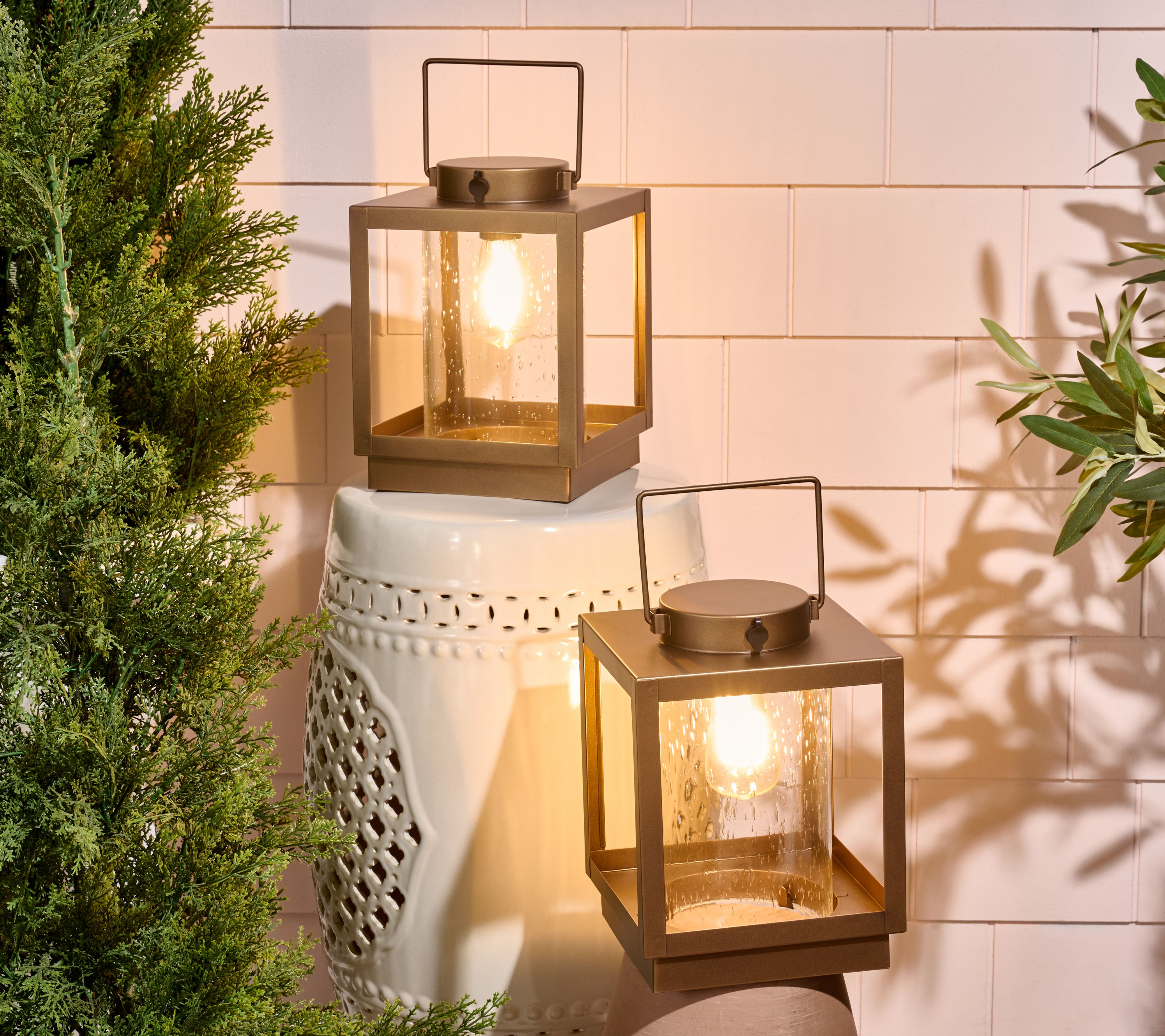 Home Reflections Set of (2) 9" Indoor/Outdoor Metal Lanterns