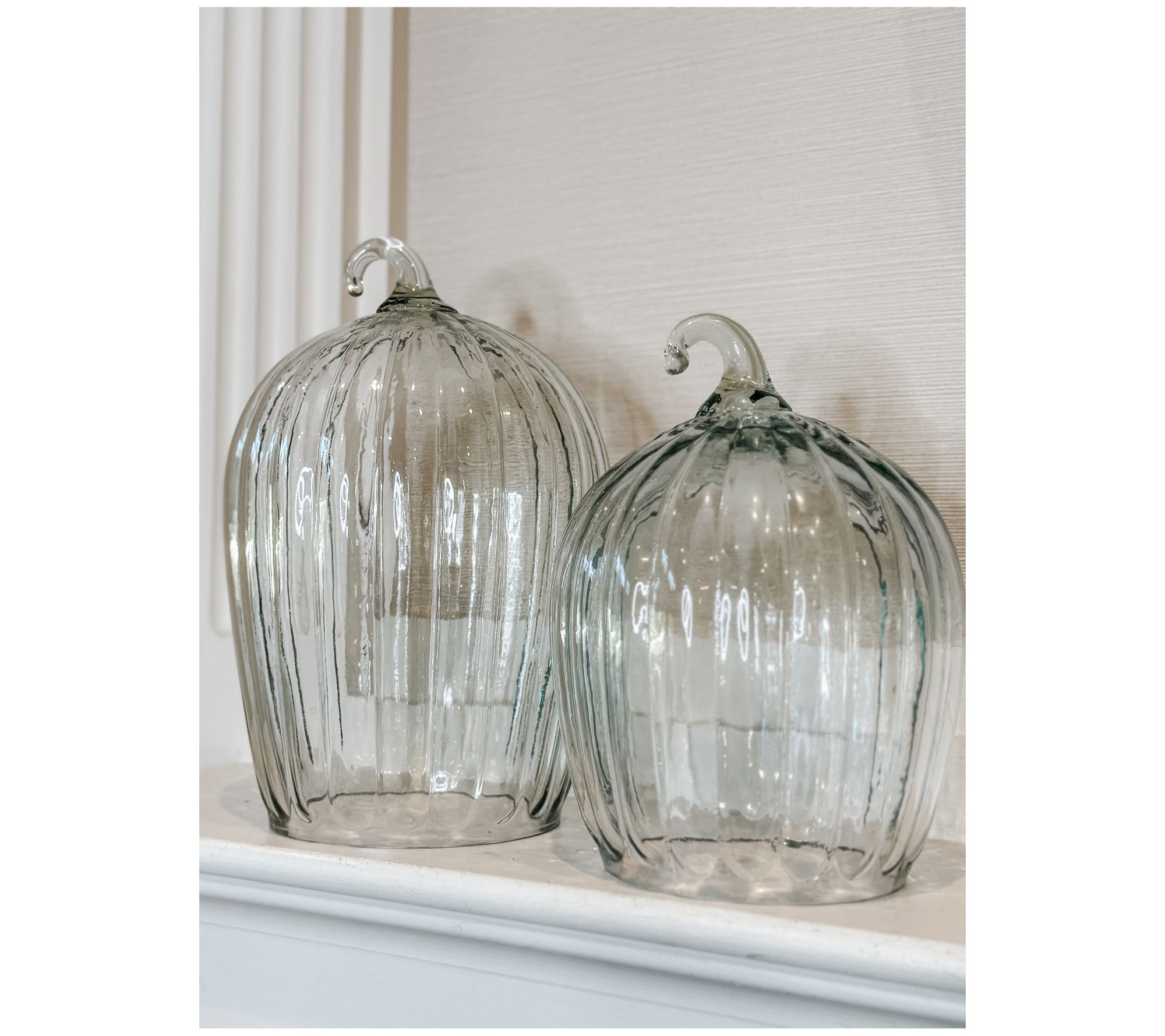 Simply Stunning Set of 2 Glass Pumpkin Cloches by Janine Graff