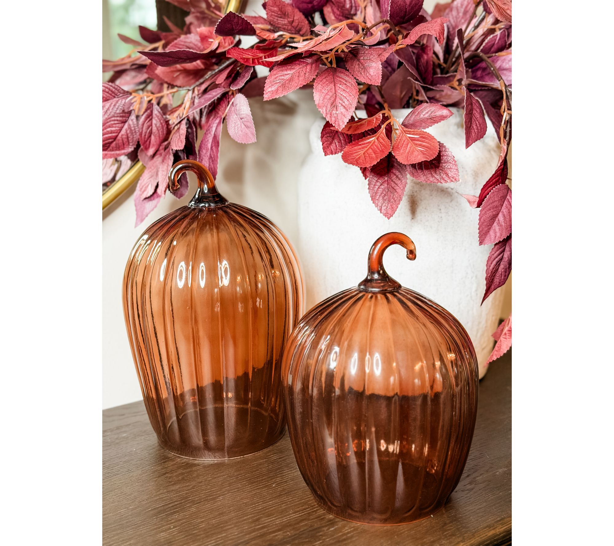 Simply Stunning Set of 2 Glass Pumpkin Cloches by Janine Graff