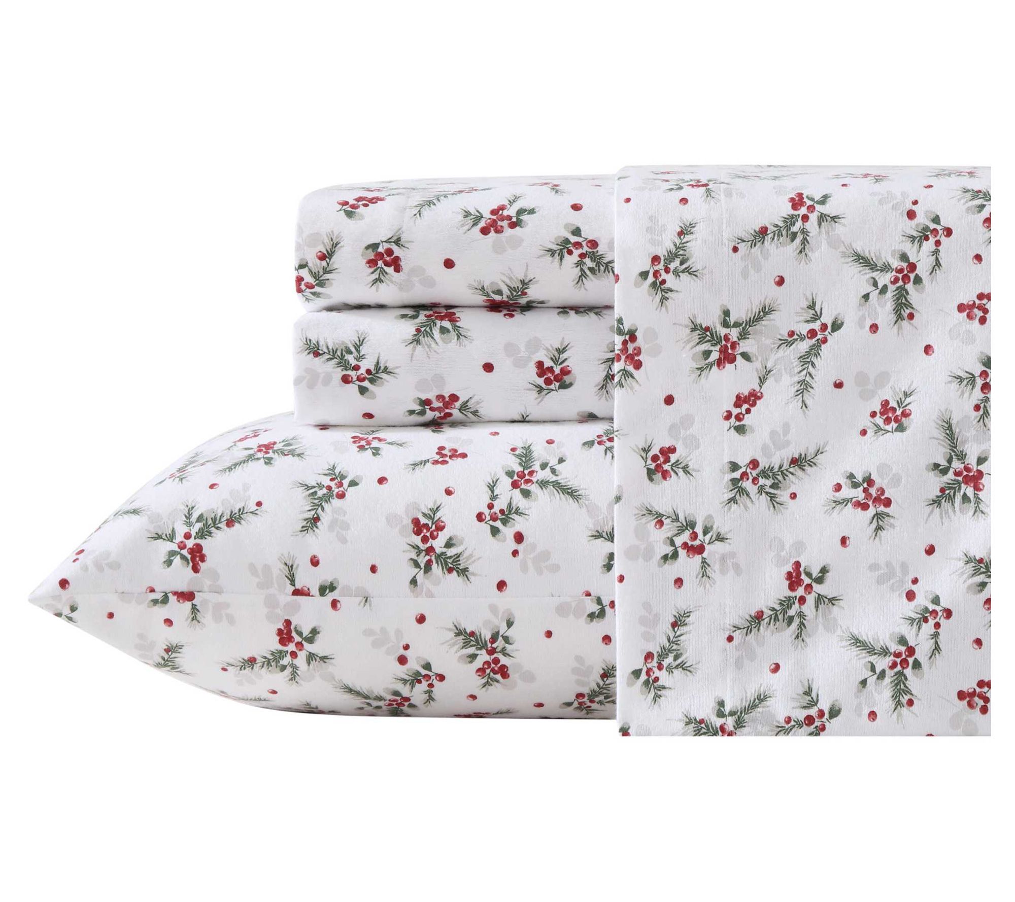 Laura Ashley Berry Bright Red Cotton Flannel Twin Sheet Set