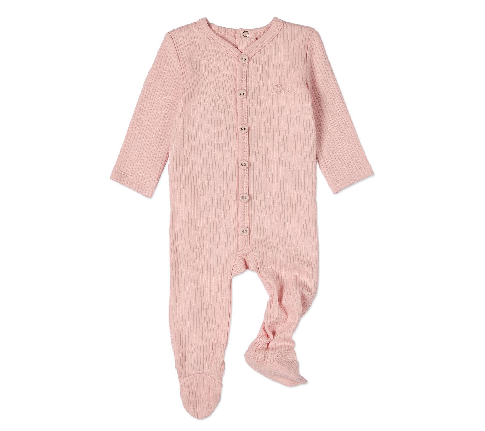 MiniMoi Baby and Toddler Solid Color Ribbed Button-Down Footie
