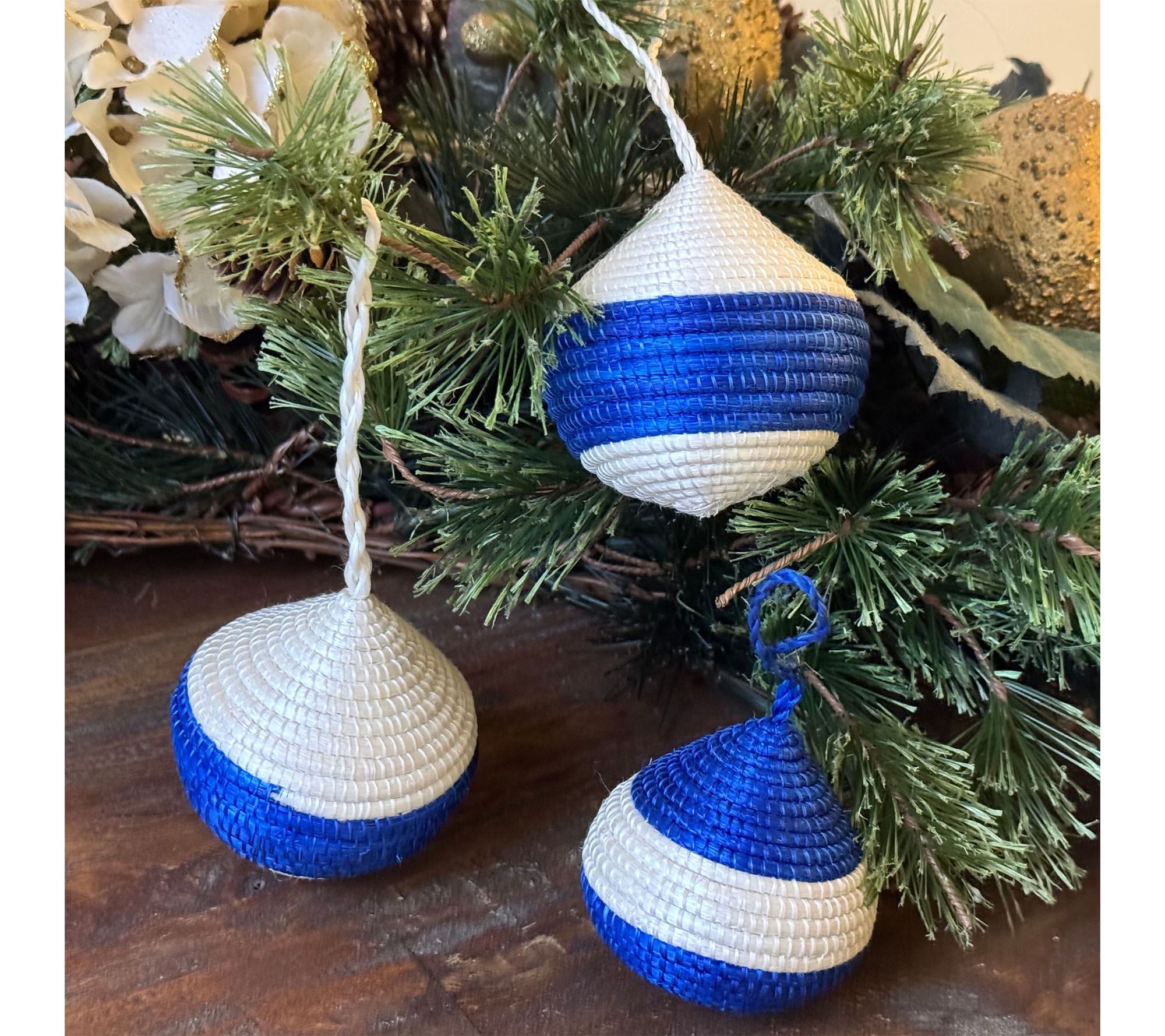 Global Crafts Rwanda Woven Round Ornaments Set of 3