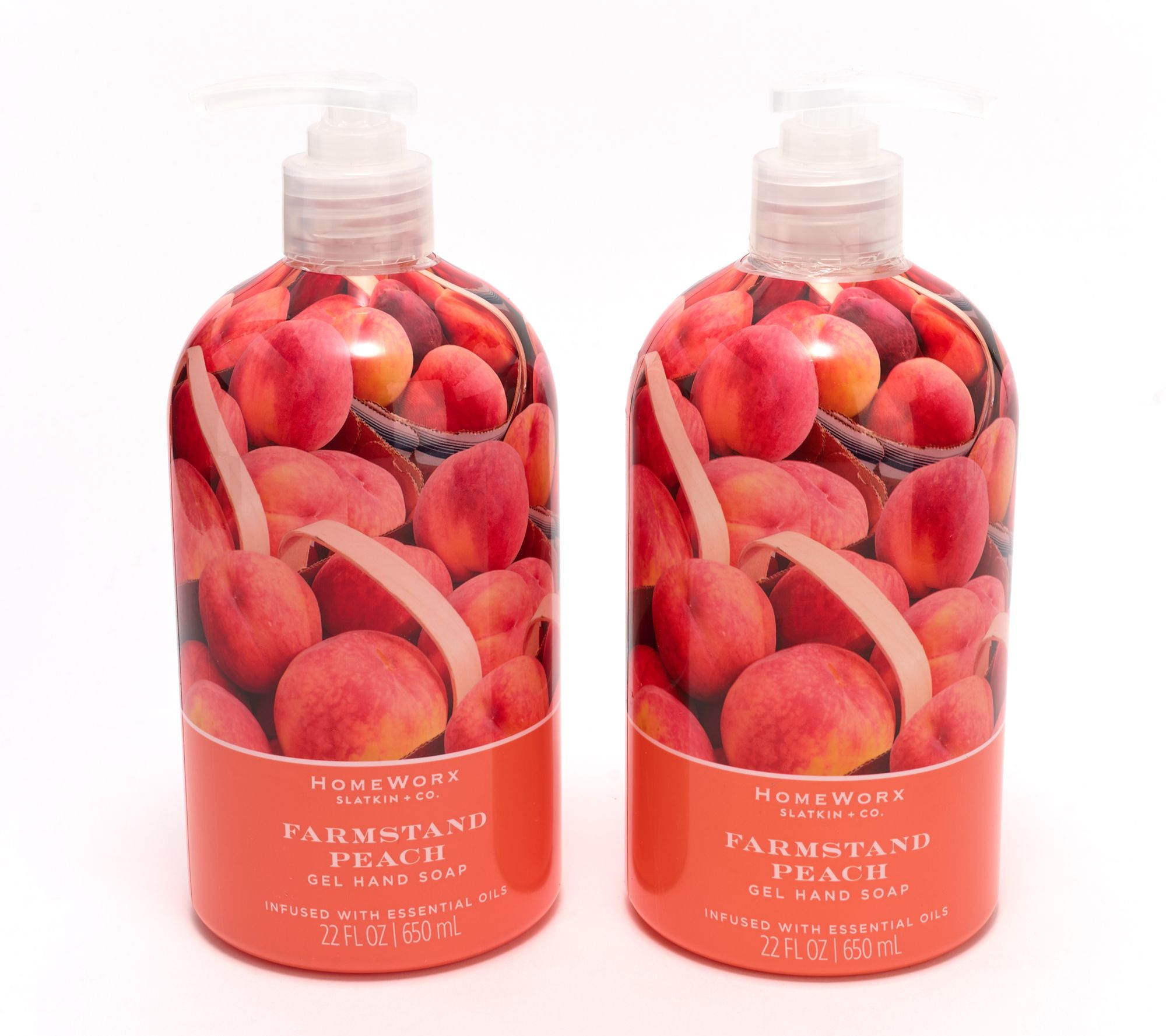HomeWorx by Slatkin + Co. S/2 22oz Farmstand Peach Gel Hand Soap