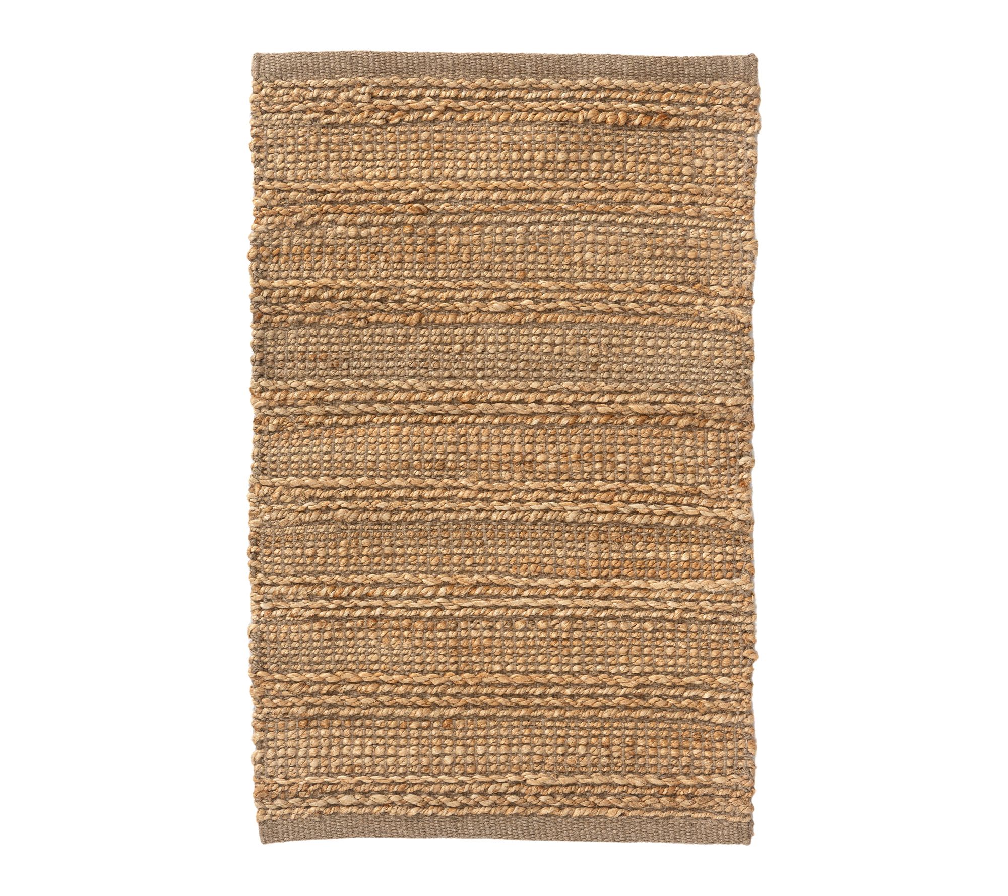 Ox Bay Handwove n Tan Striped J ute Indoor Area Rug, 7'9"x9'9"