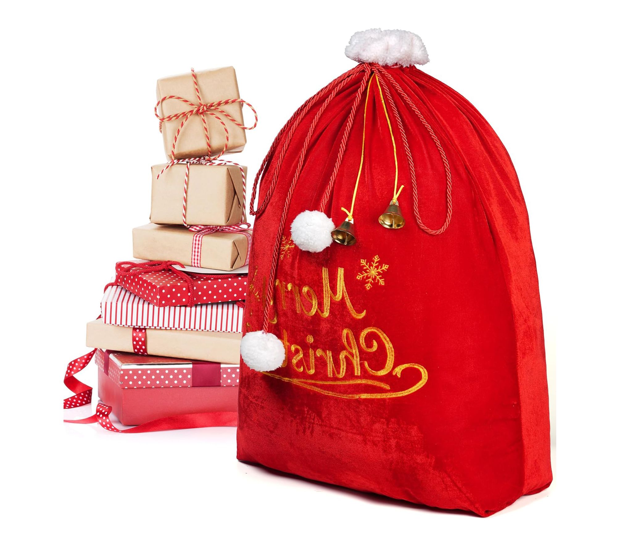 Joyfy 31" x 27" Santa Sack Present Bag with Drawstring