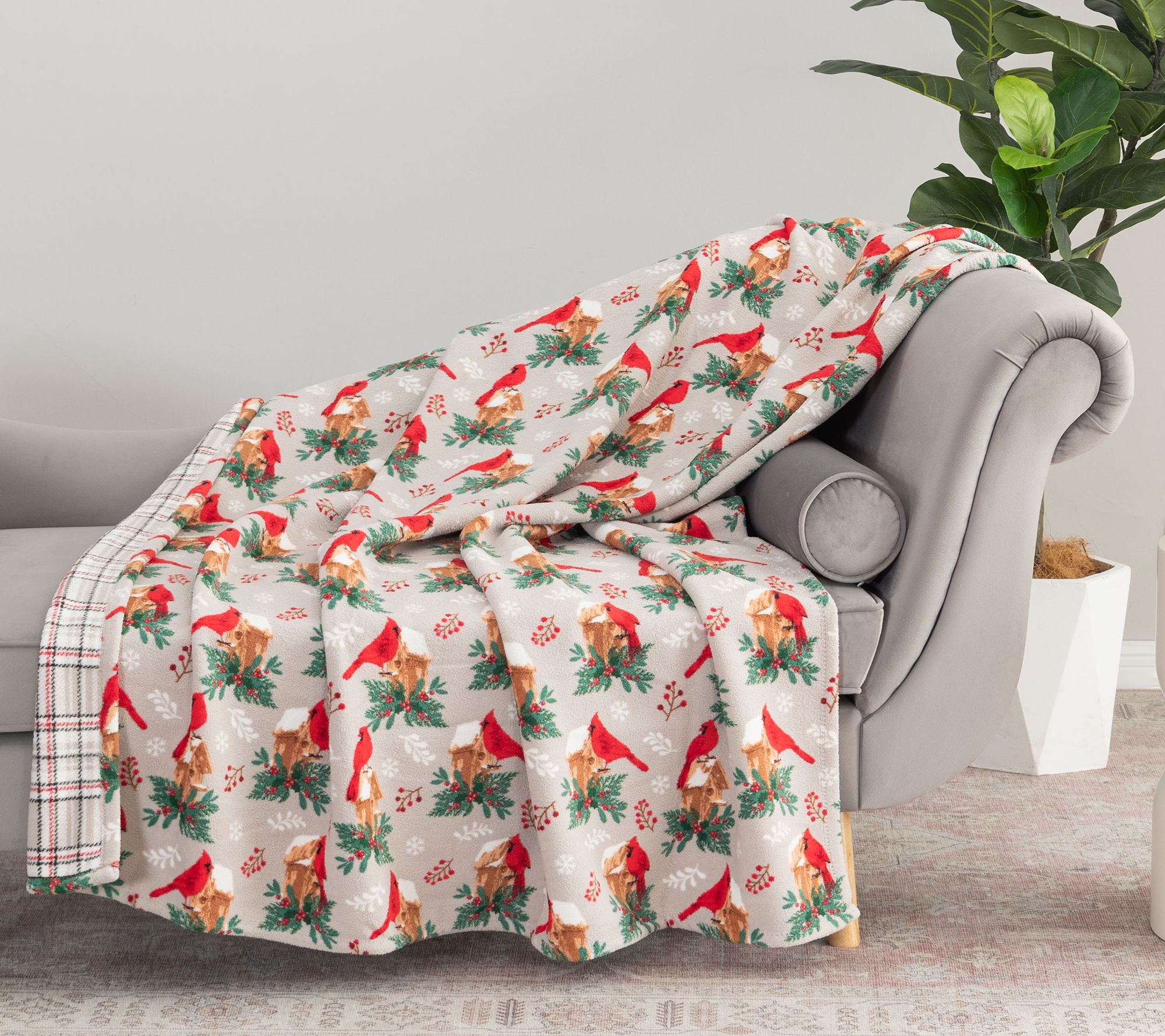 "As Is" Berkshire 60x70 Reversible Twin Print Plush Throw