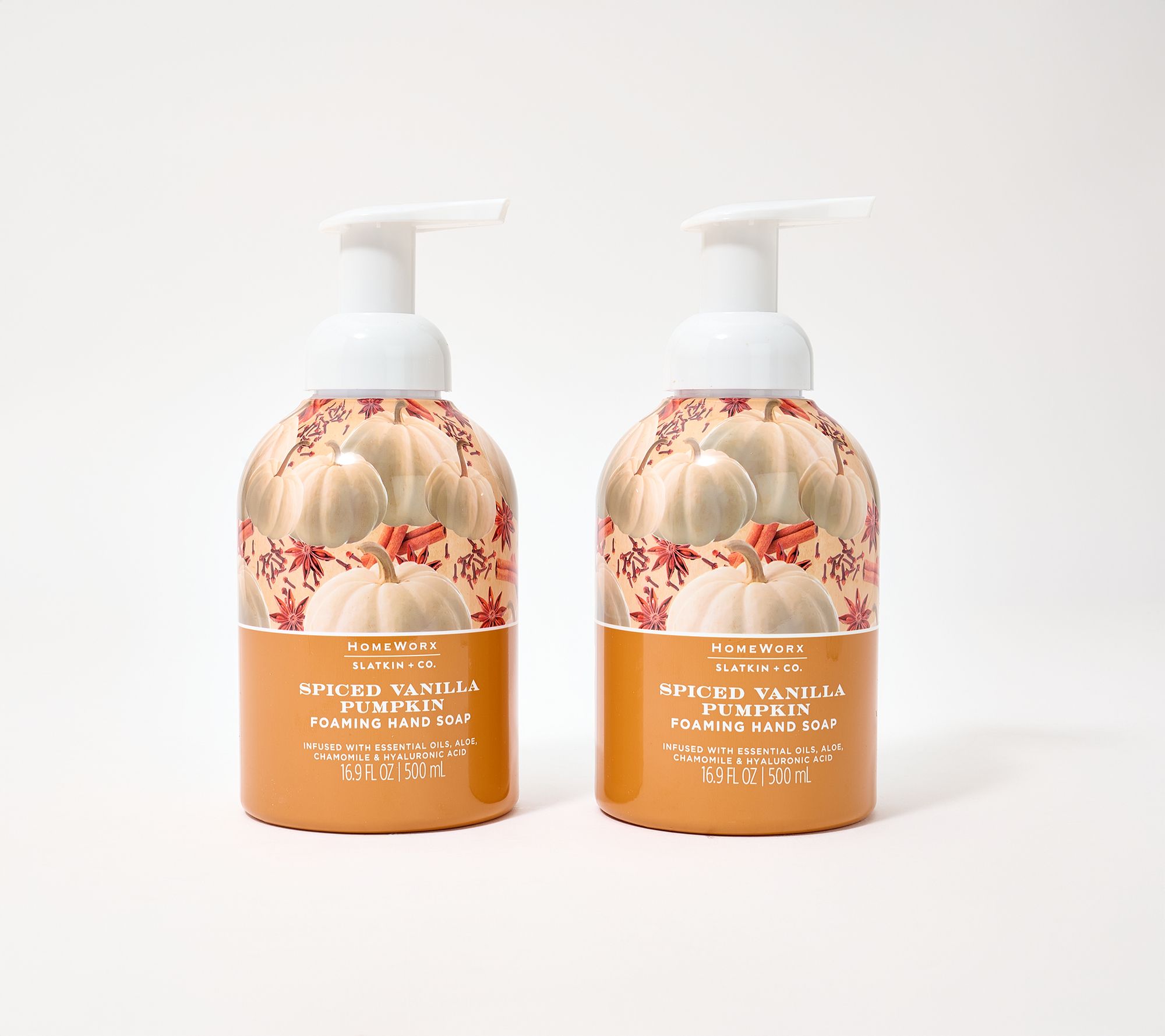 HomeWorx by Slatkin + Co. S/2 17oz Spiced Vanilla Pumpkin Foam Hand Soaps