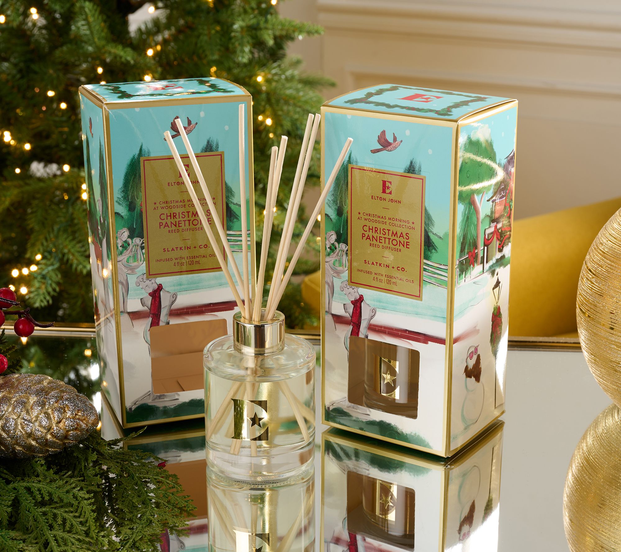 "As Is" Elton John x Slatkin + Co. S/2 Reed Diffusers- Xmas Panettone