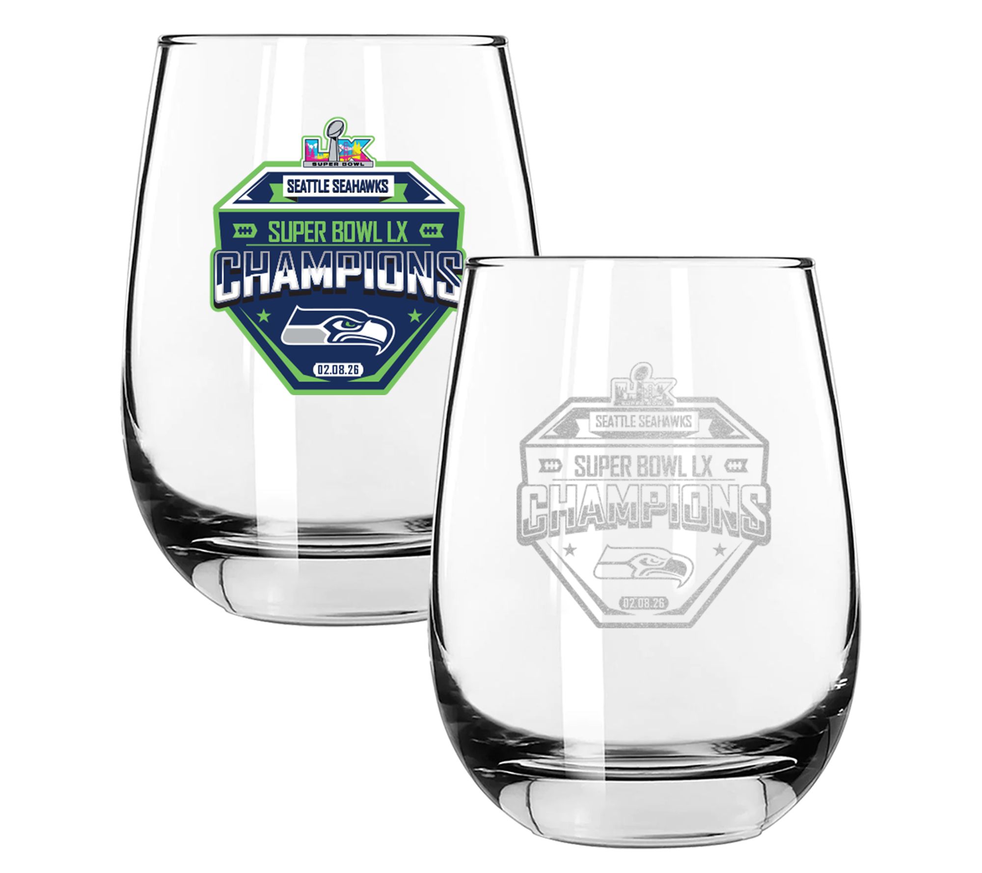 Memory Company Super Bowl Champions 2pk Wine Glass Seahawks