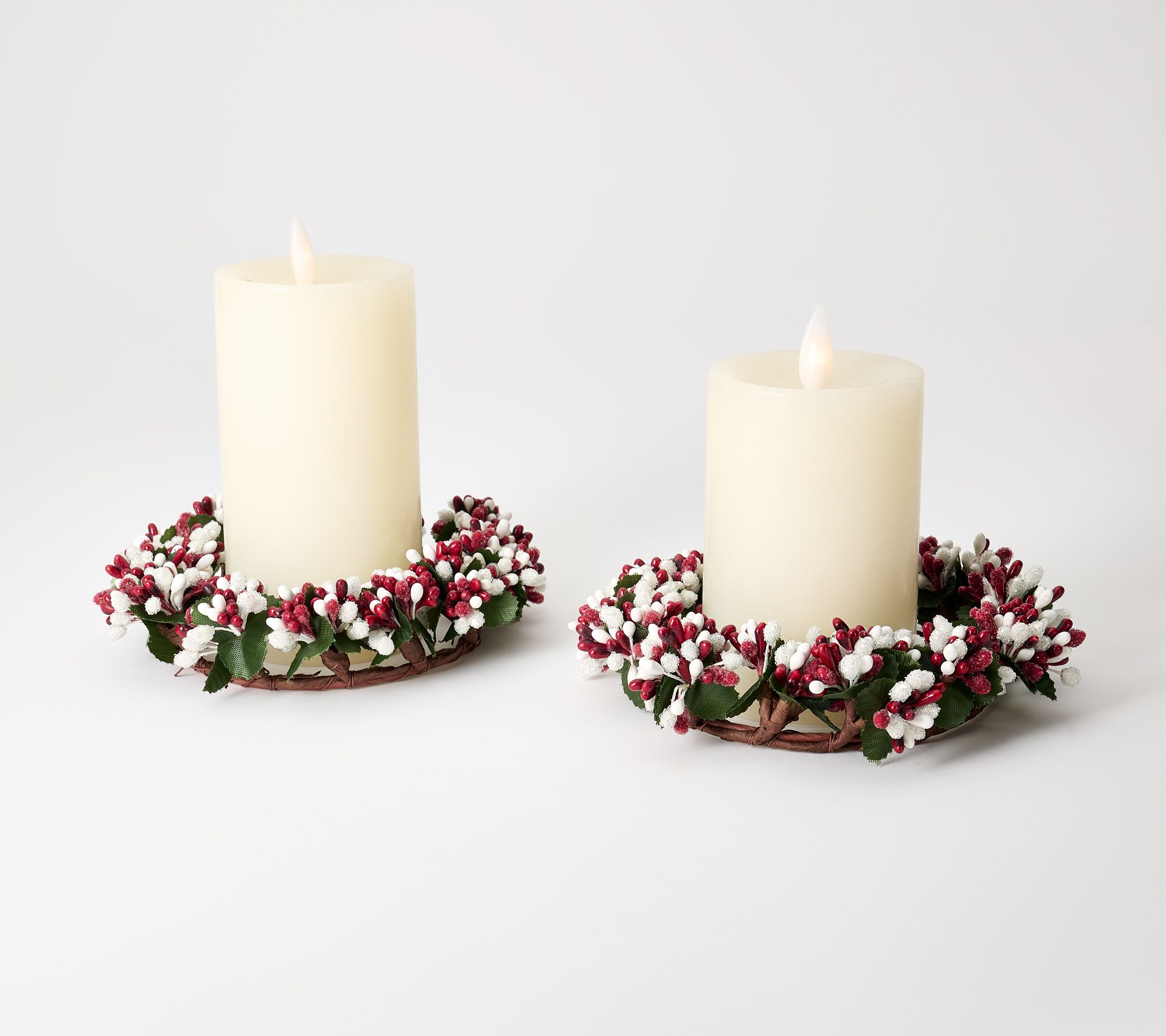 Set of 2 Beaded Pip Berry Candle Rings by Valerie